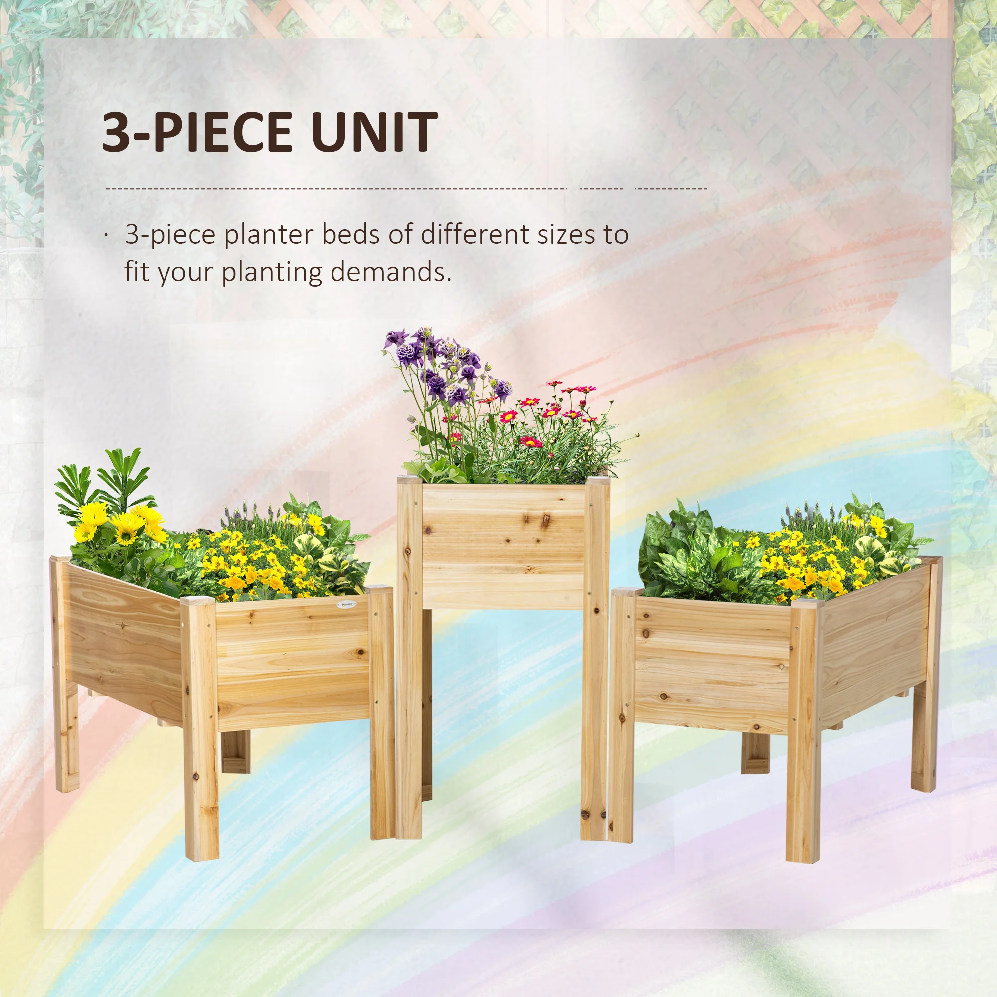 Elevated Raised Beds Set of 3, Wood Planter Box - Image 6