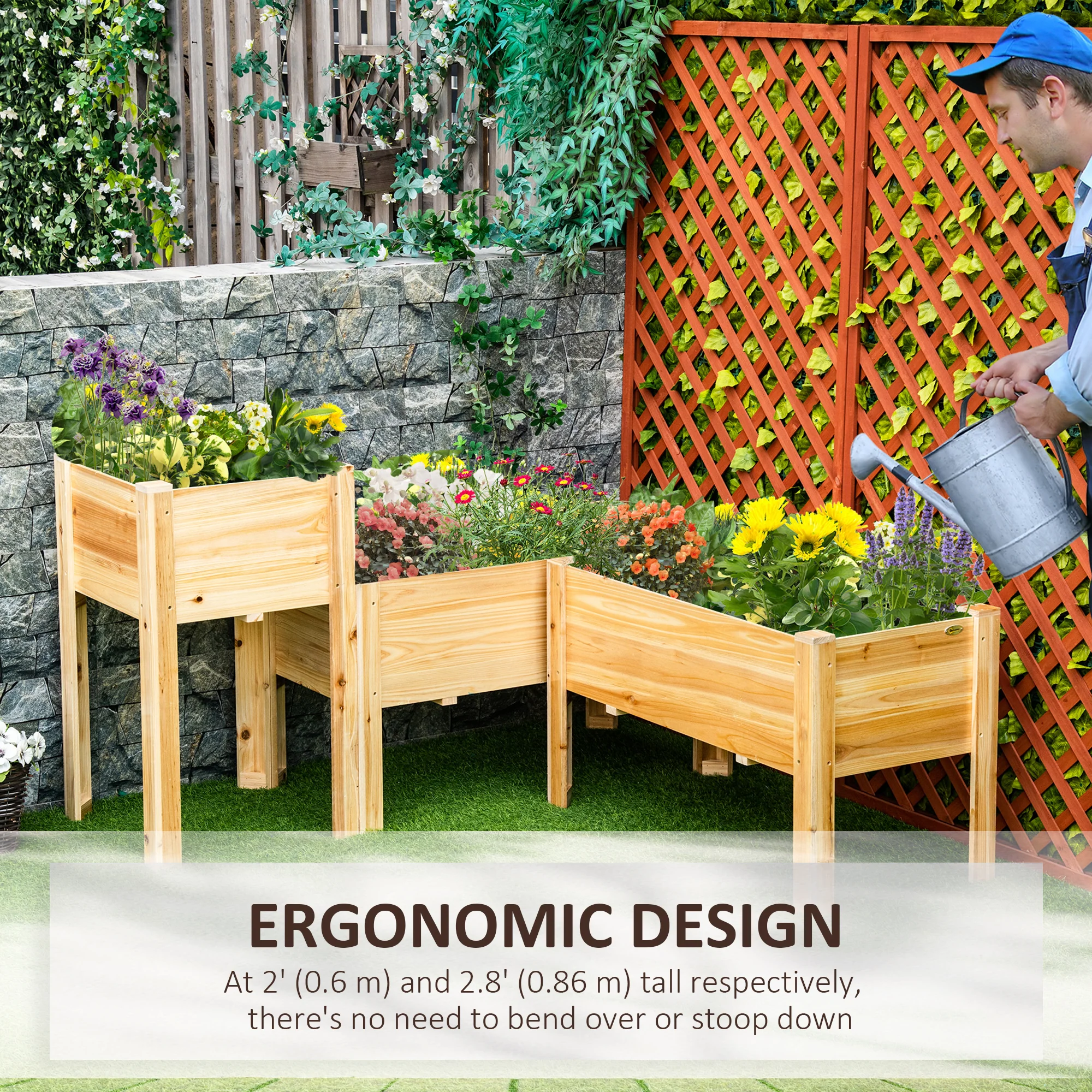 Elevated Raised Beds Set of 3, Wood Planter Box - Image 7