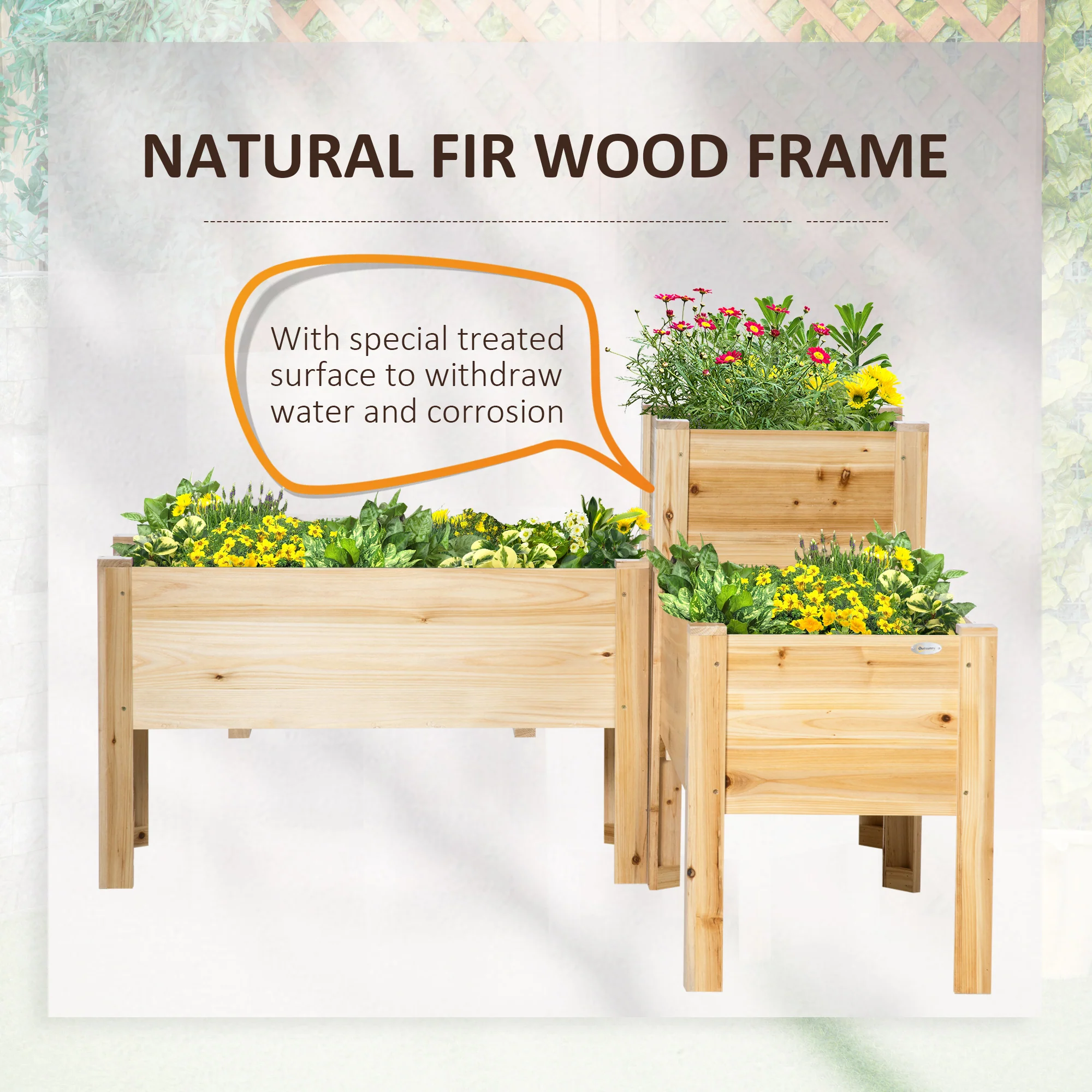 Elevated Raised Beds Set of 3, Wood Planter Box - Image 8