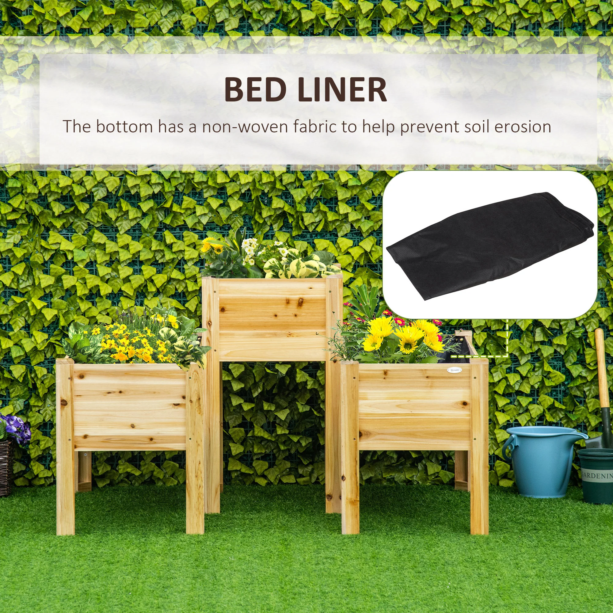 Elevated Raised Beds Set of 3, Wood Planter Box - Image 9