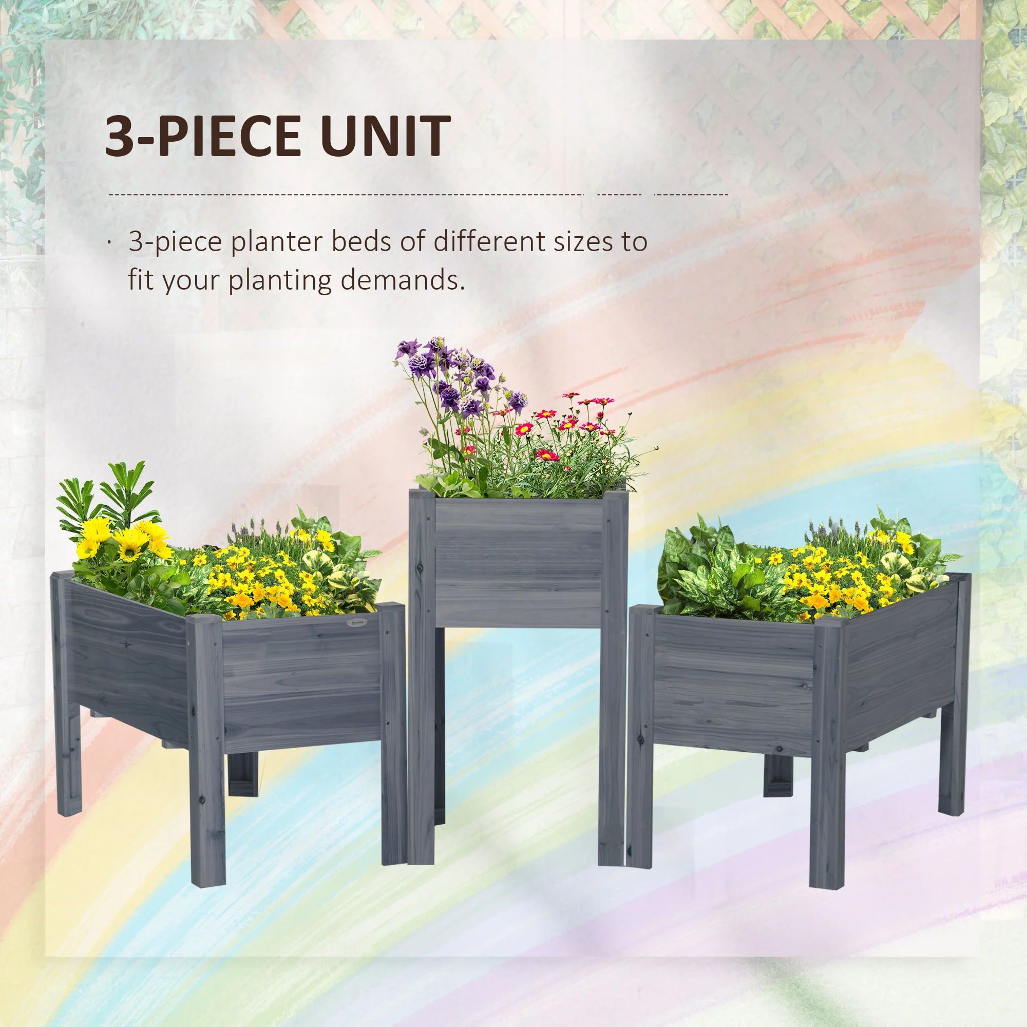 Raised Garden Bed Set of 3 with Legs and Bed Liner, Gray - Image 6