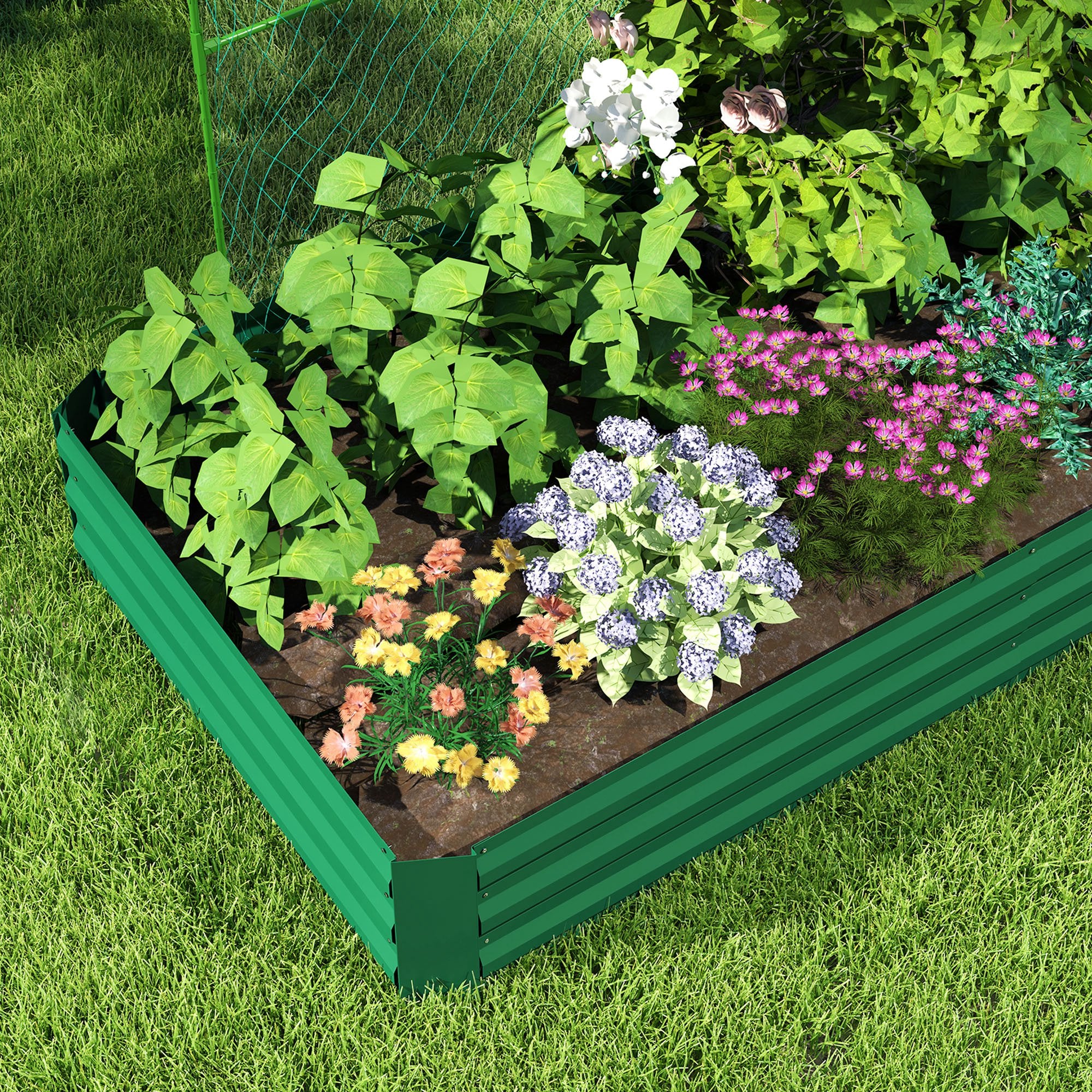 Galvanized Raised Garden Bed with Arch Trellis for Climbing Plants, Vegetables, Flowers - Image 10