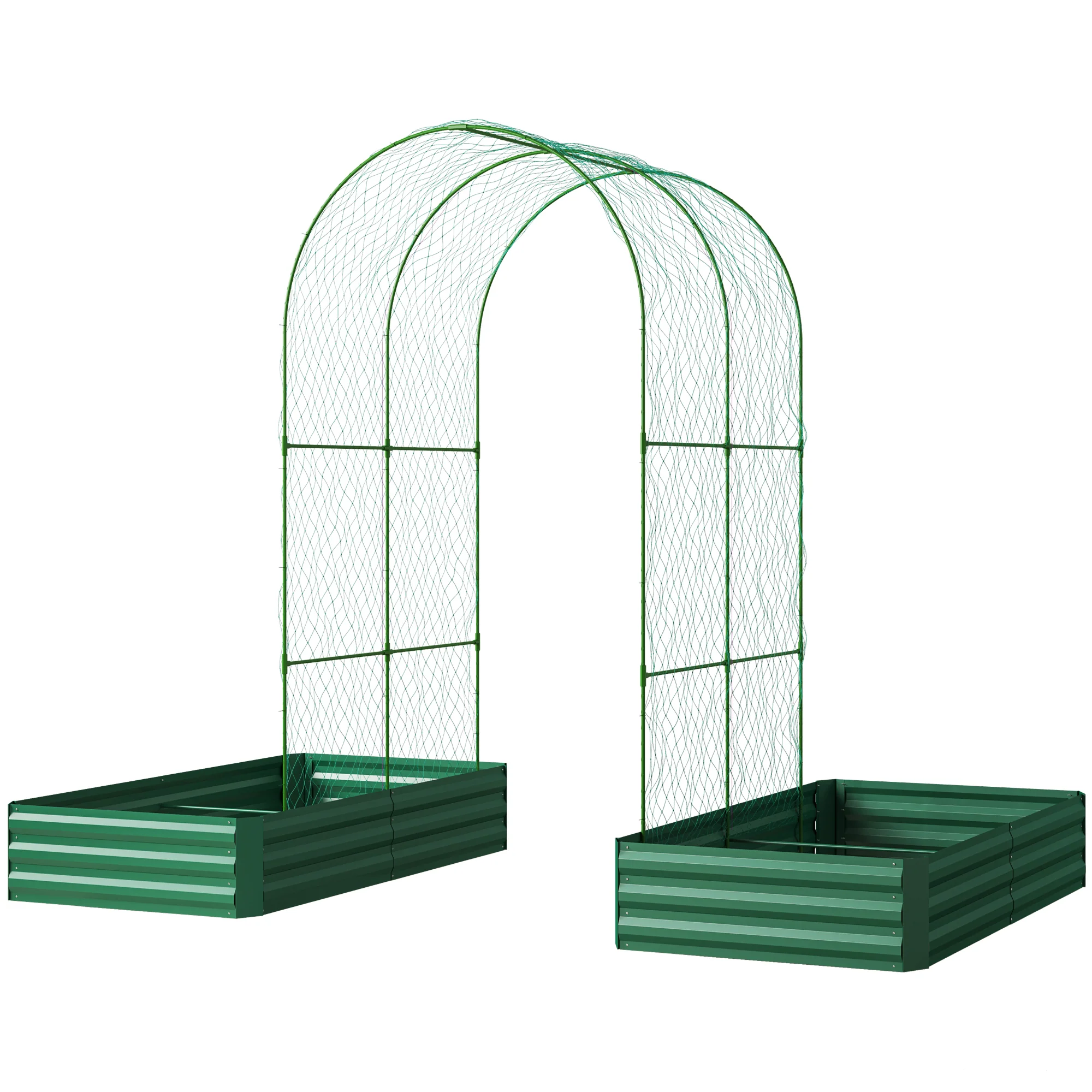 Galvanized Raised Garden Bed with Arch Trellis for Climbing Plants, Vegetables, Flowers - Image 2