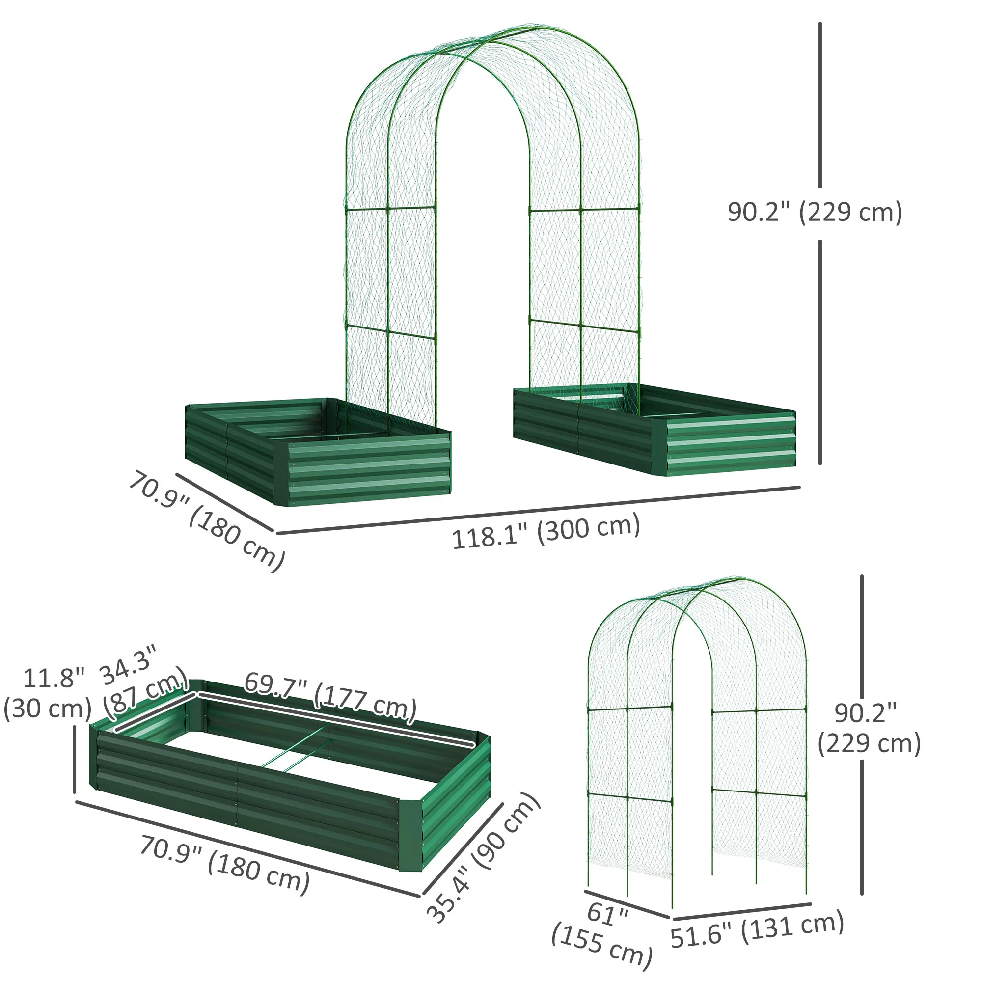 Galvanized Raised Garden Bed with Arch Trellis for Climbing Plants, Vegetables, Flowers - Image 5