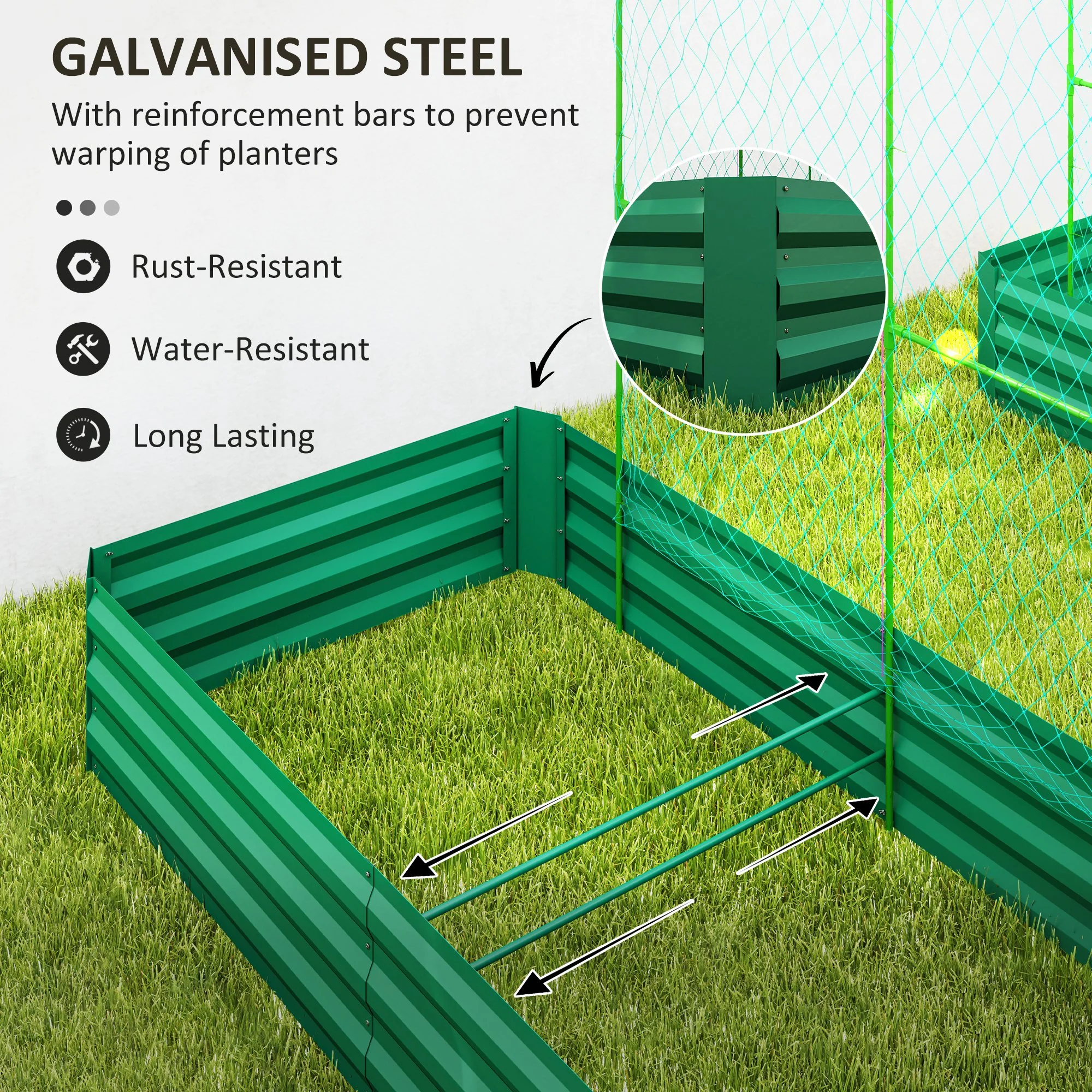 Galvanized Raised Garden Bed with Arch Trellis for Climbing Plants, Vegetables, Flowers - Image 8