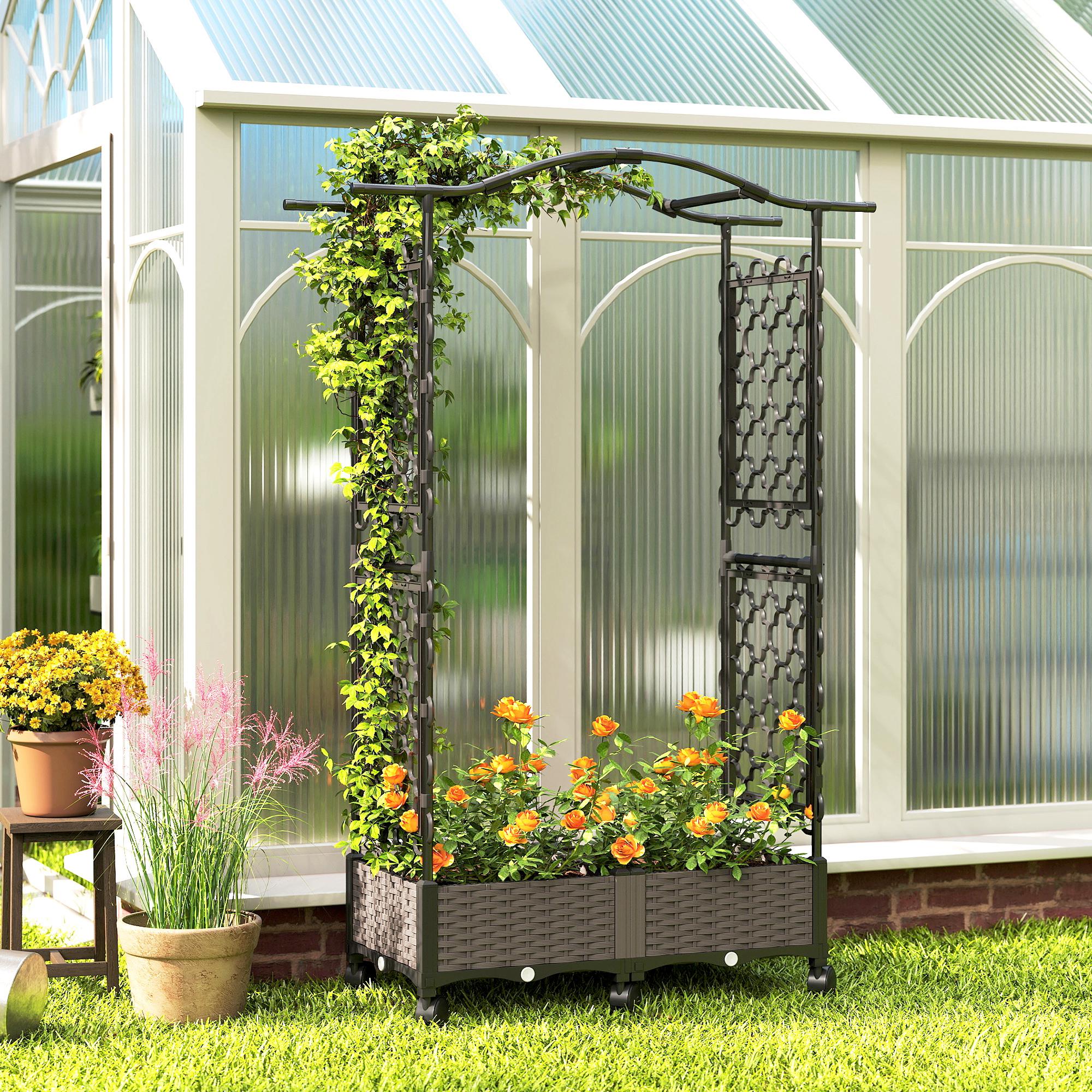 Raised Garden Bed with Arch Trellis, Wheels & Self Watering Planter - Image 11