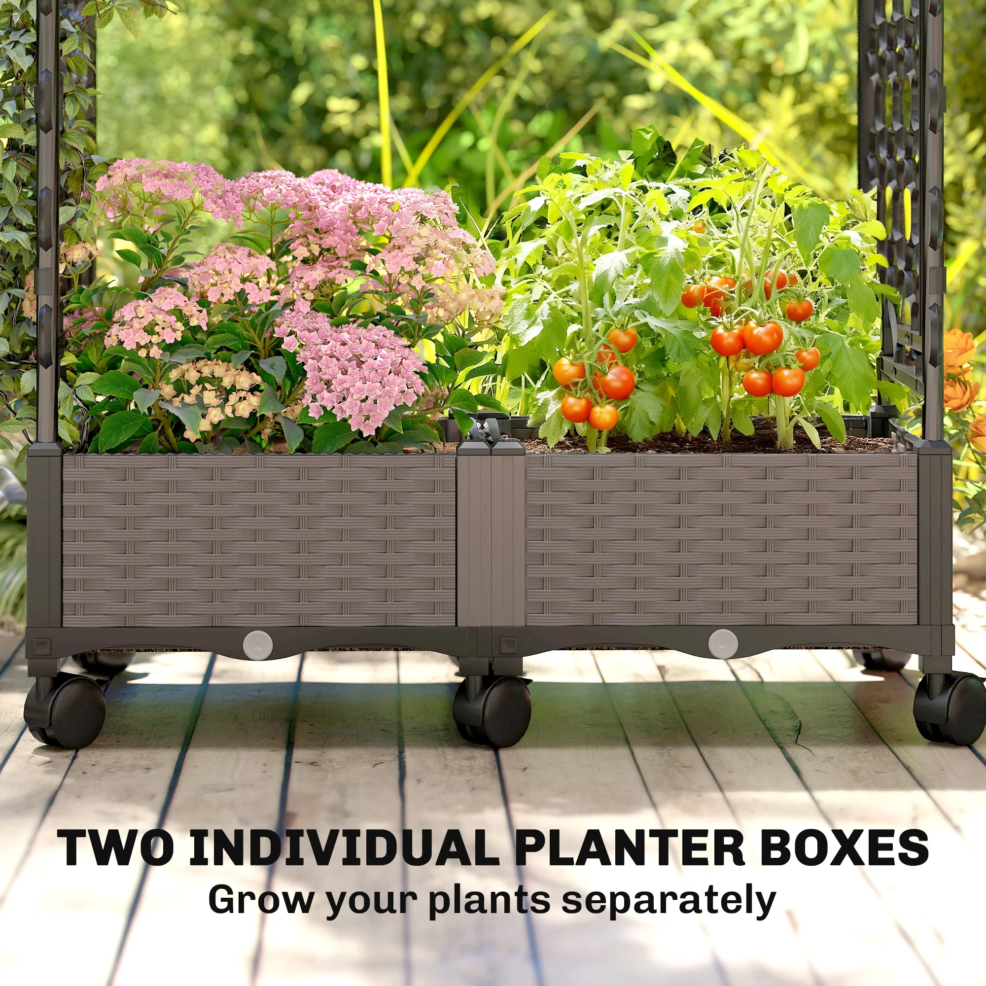 Raised Garden Bed with Arch Trellis, Wheels & Self Watering Planter - Image 7