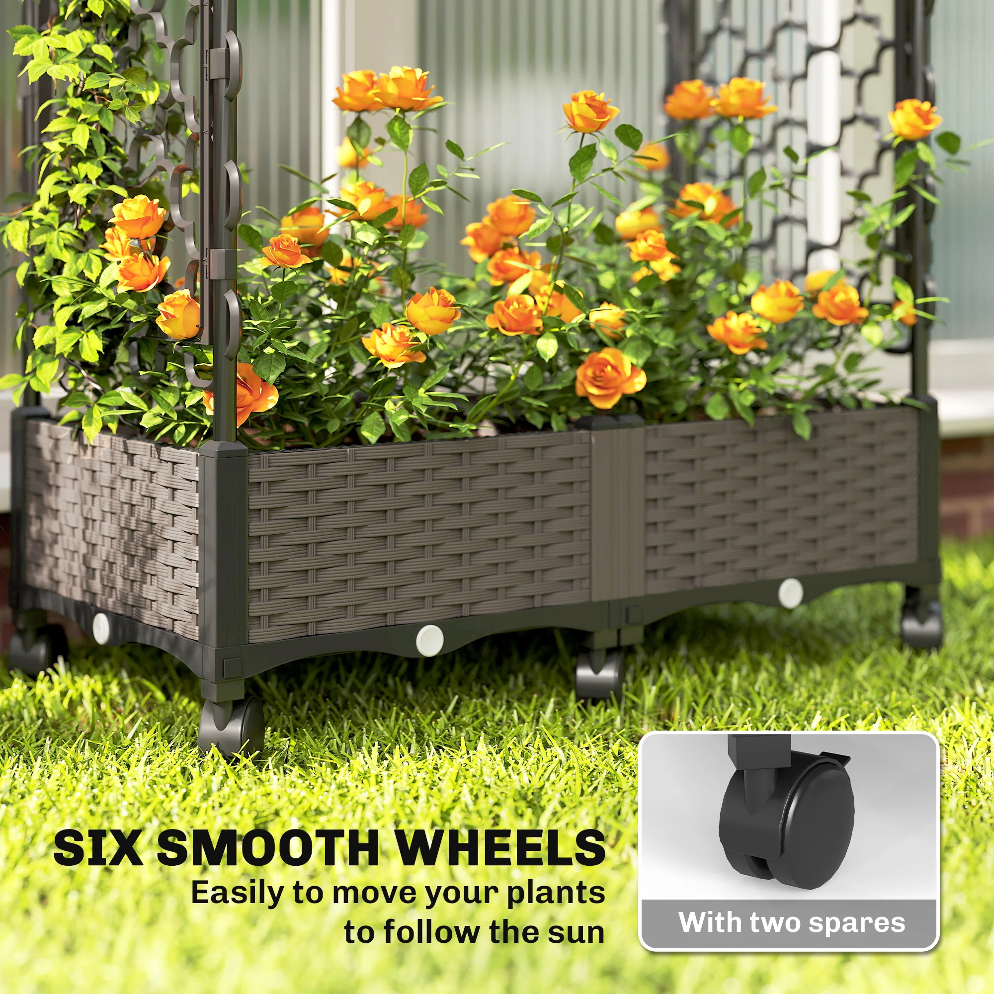 Raised Garden Bed with Arch Trellis, Wheels & Self Watering Planter - Image 8