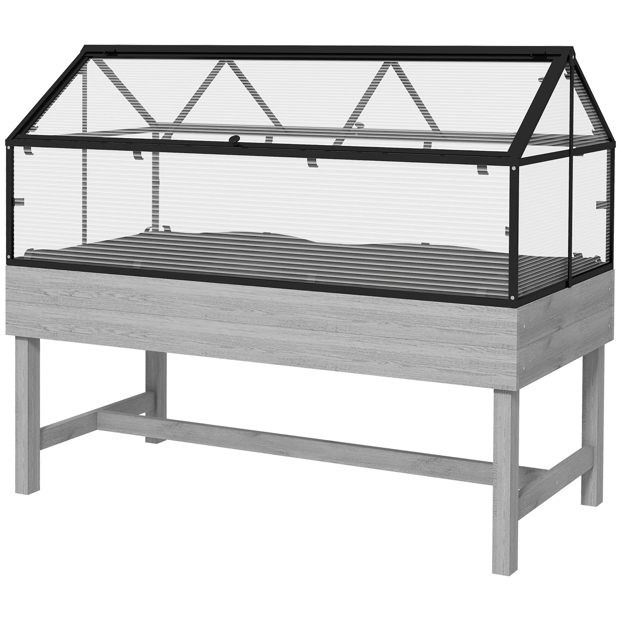 NookGrow Raised Garden Bed with Cold Frame Greenhouse, Distressed Grey - Image 12