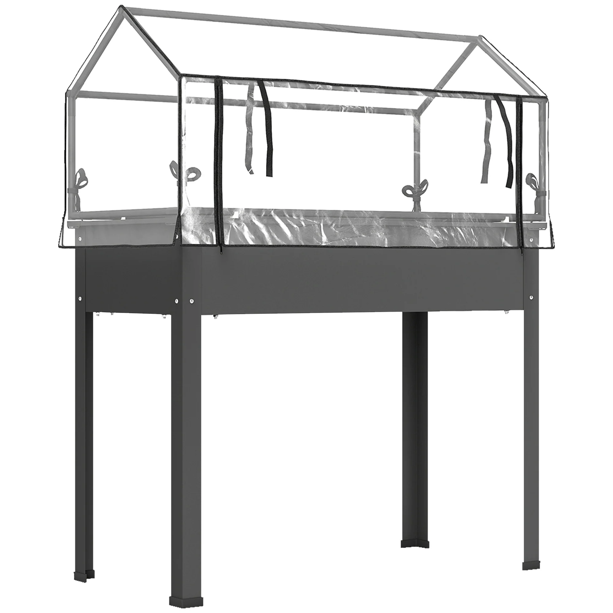39.4" x 18.9" x 48.8" Raised Garden Bed with Cover, Dark Gray - Image 12