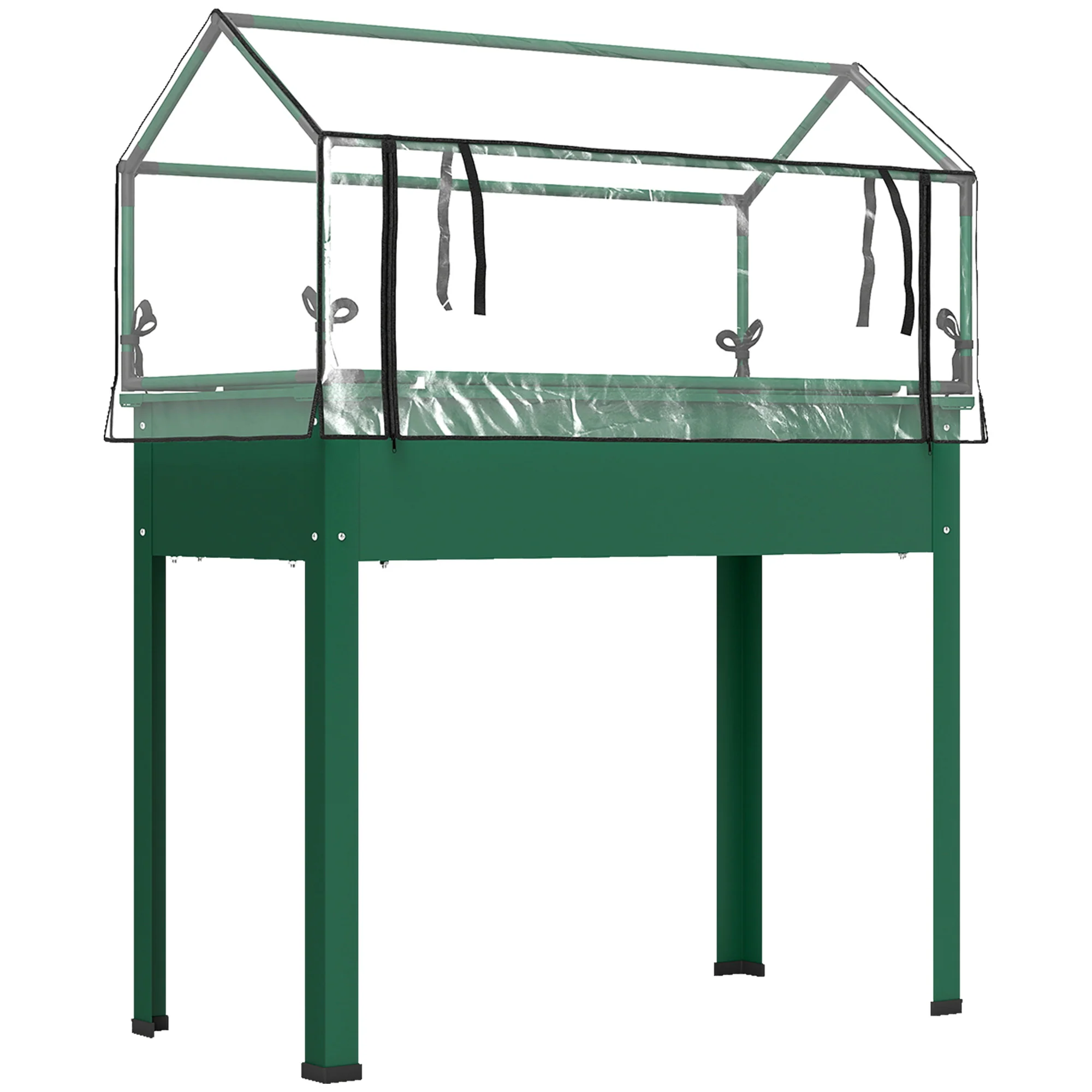 39.4" x 18.9" x 48.8" Raised Garden Bed with Cover, Green - Image 12