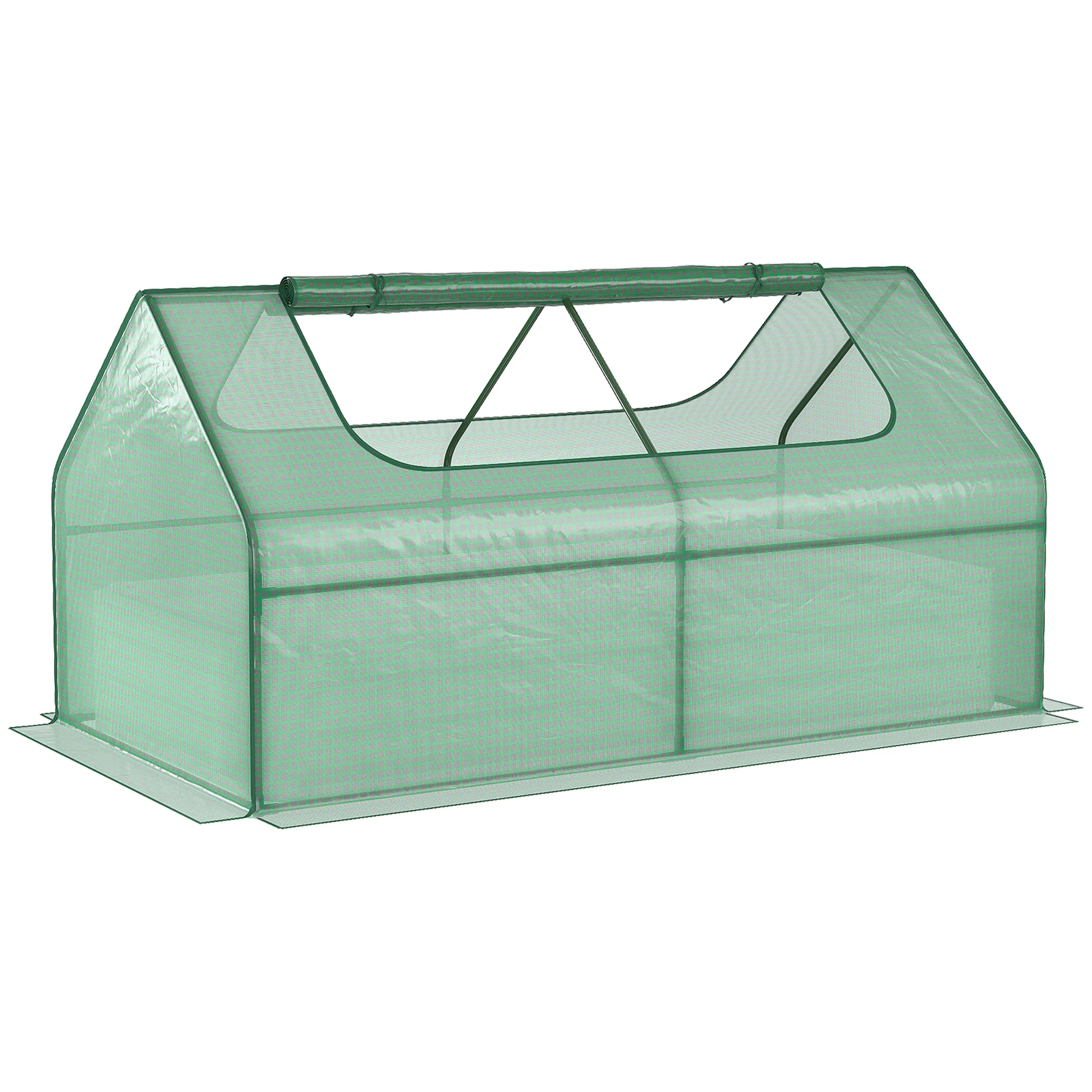 Raised Garden Bed with Greenhouse & Roll Up Window, 185L x 95W x 92H cm, Green - Image 12