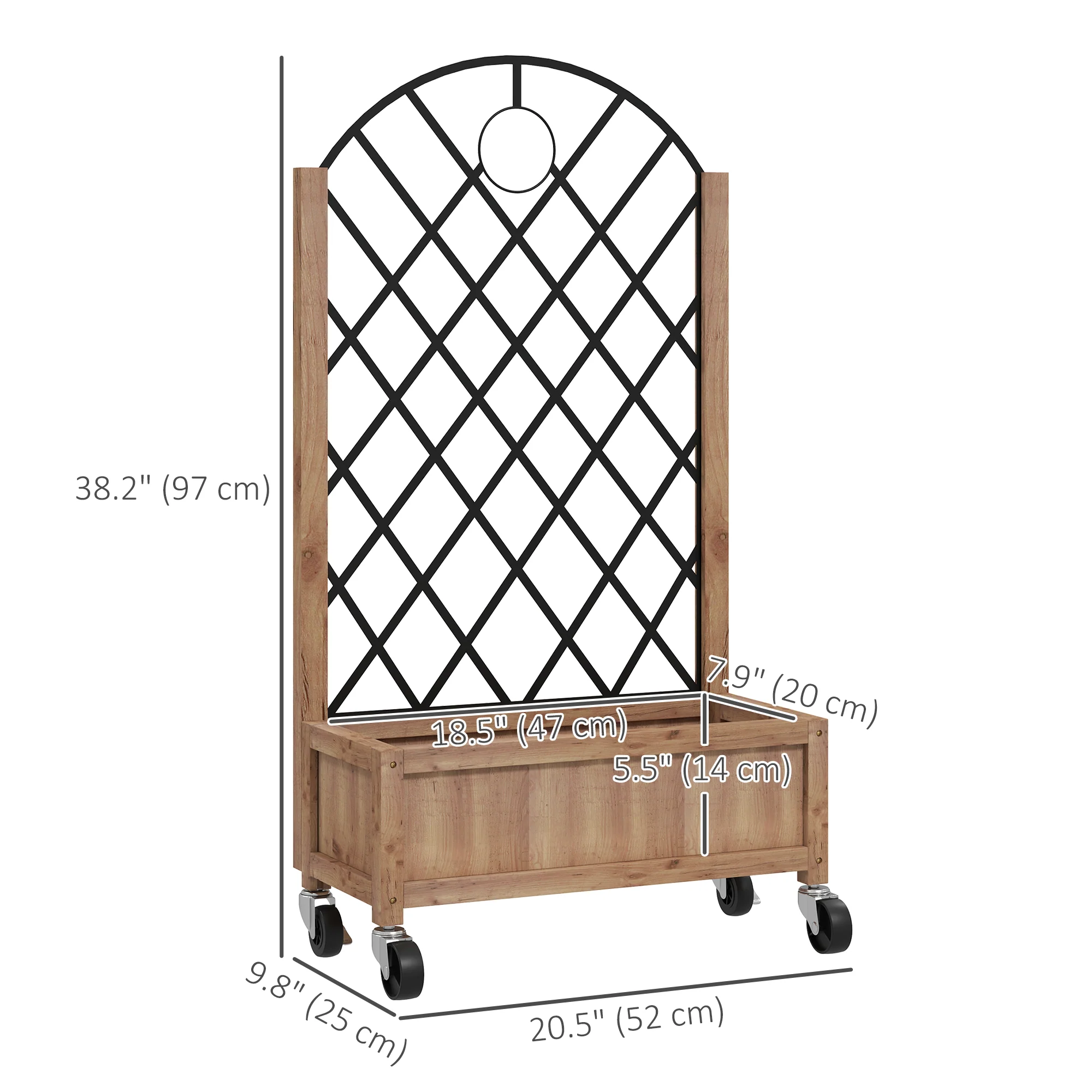 2 Pack Raised Garden Beds with Metal Trellis, Wheels and Drainage, Brown - Image 5