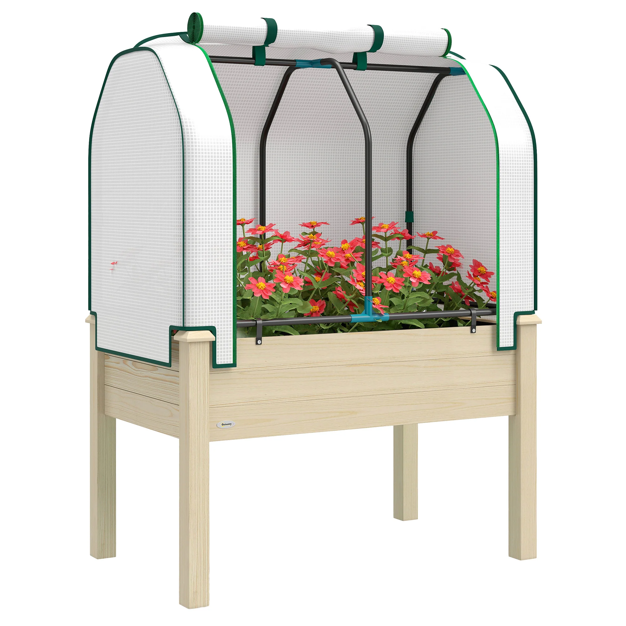 35" x 22" x 47" Raised Garden Bed with PE Cover, Natural