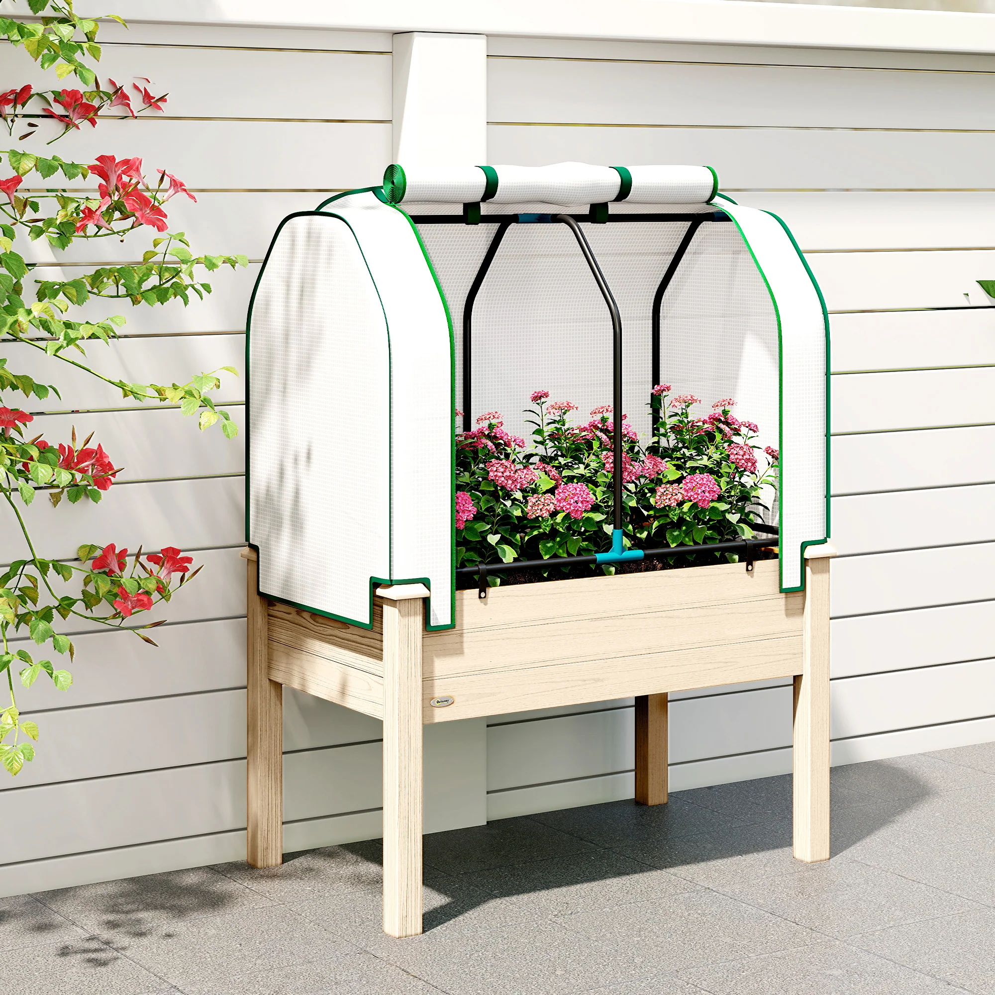 35" x 22" x 47" Raised Garden Bed with PE Cover, Natural - Image 10