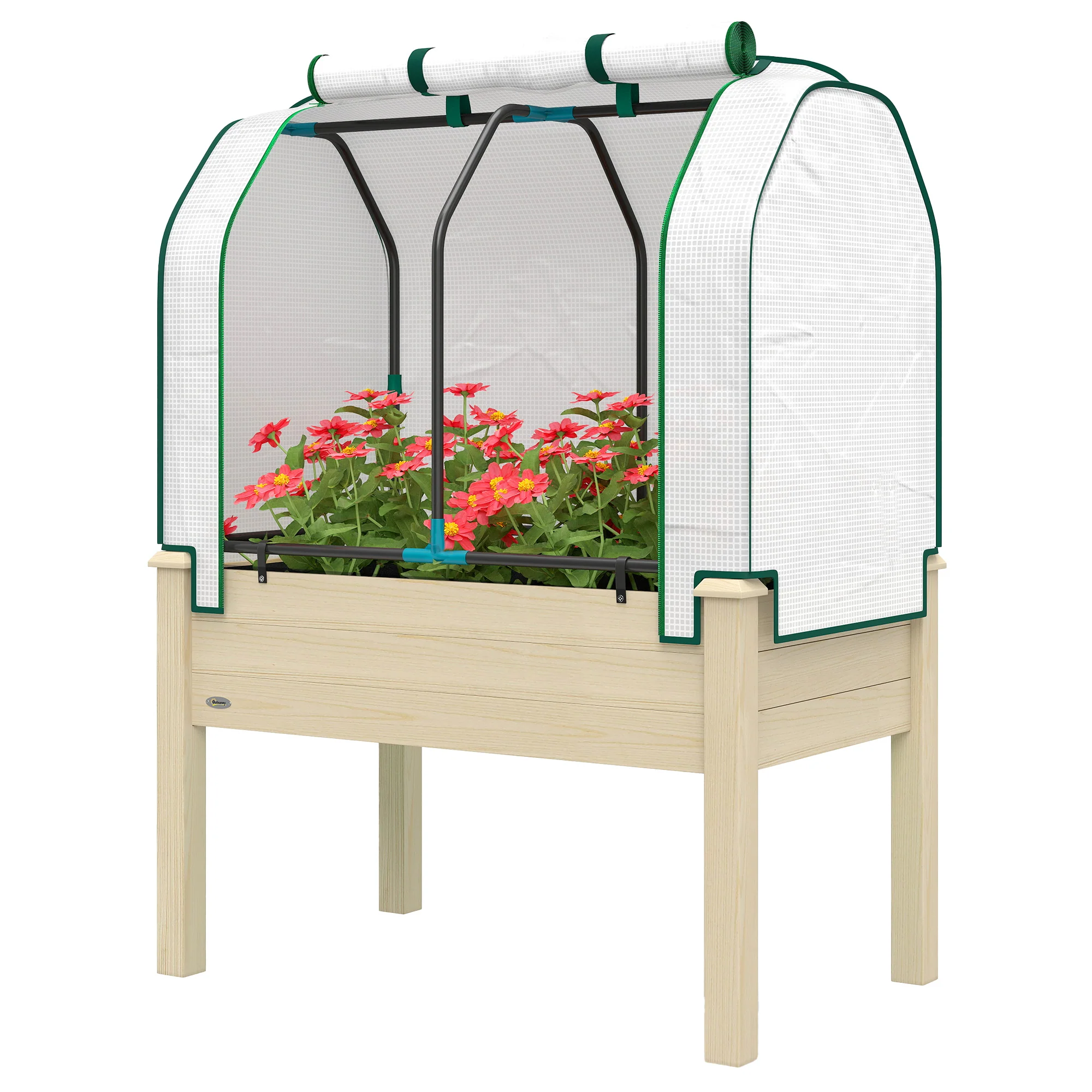 35" x 22" x 47" Raised Garden Bed with PE Cover, Natural - Image 2