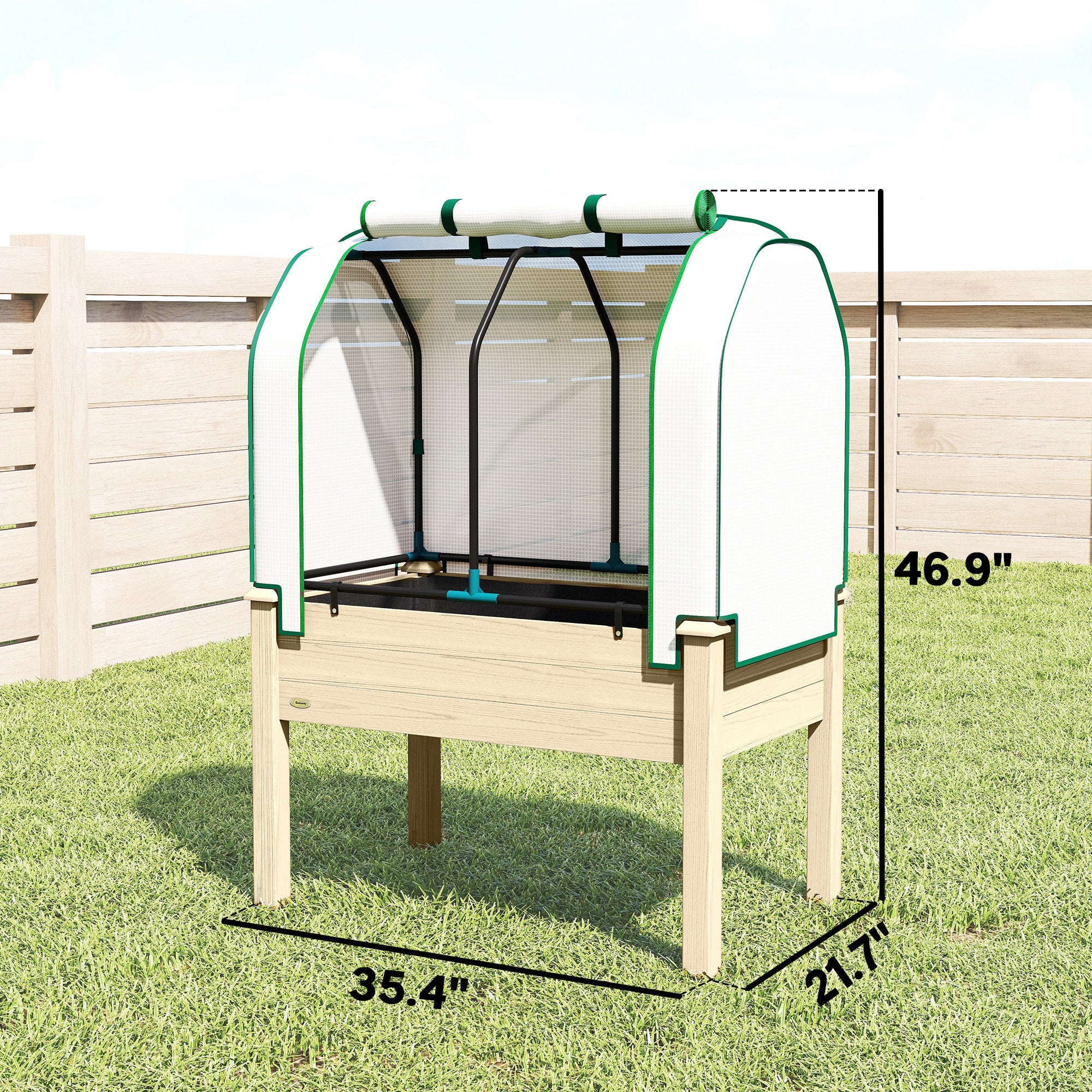 35" x 22" x 47" Raised Garden Bed with PE Cover, Natural - Image 5