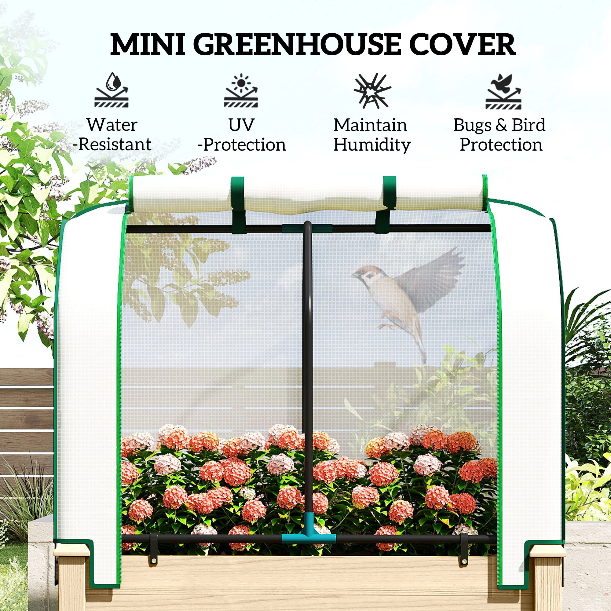 35" x 22" x 47" Raised Garden Bed with PE Cover, Natural - Image 6