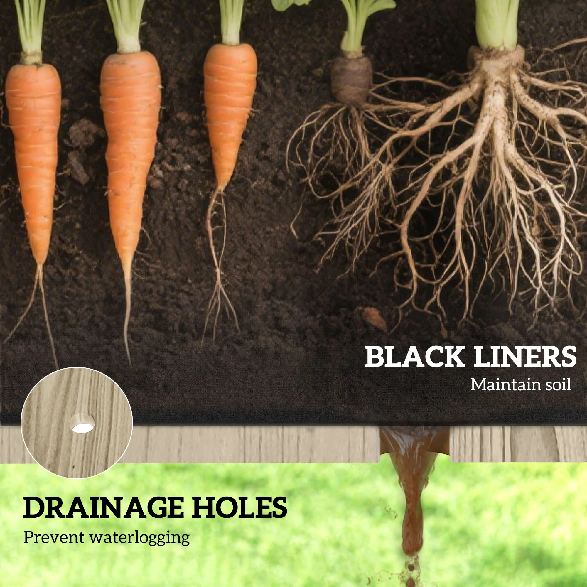 35" x 22" x 47" Raised Garden Bed with PE Cover, Natural - Image 7