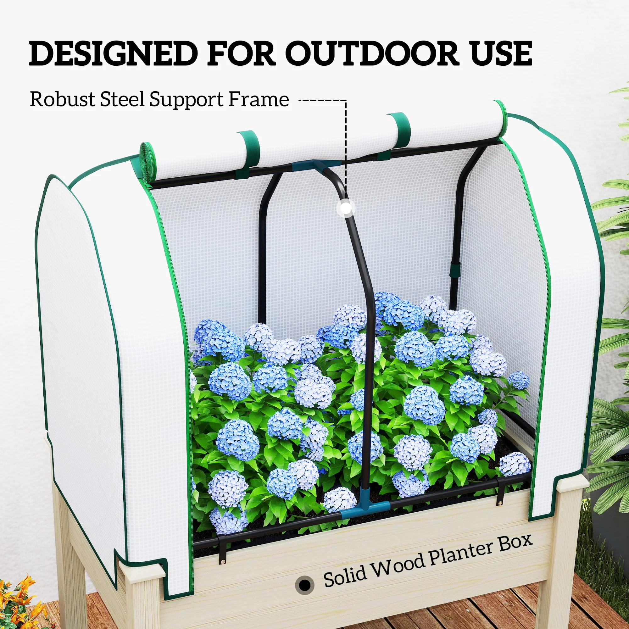 35" x 22" x 47" Raised Garden Bed with PE Cover, Natural - Image 9