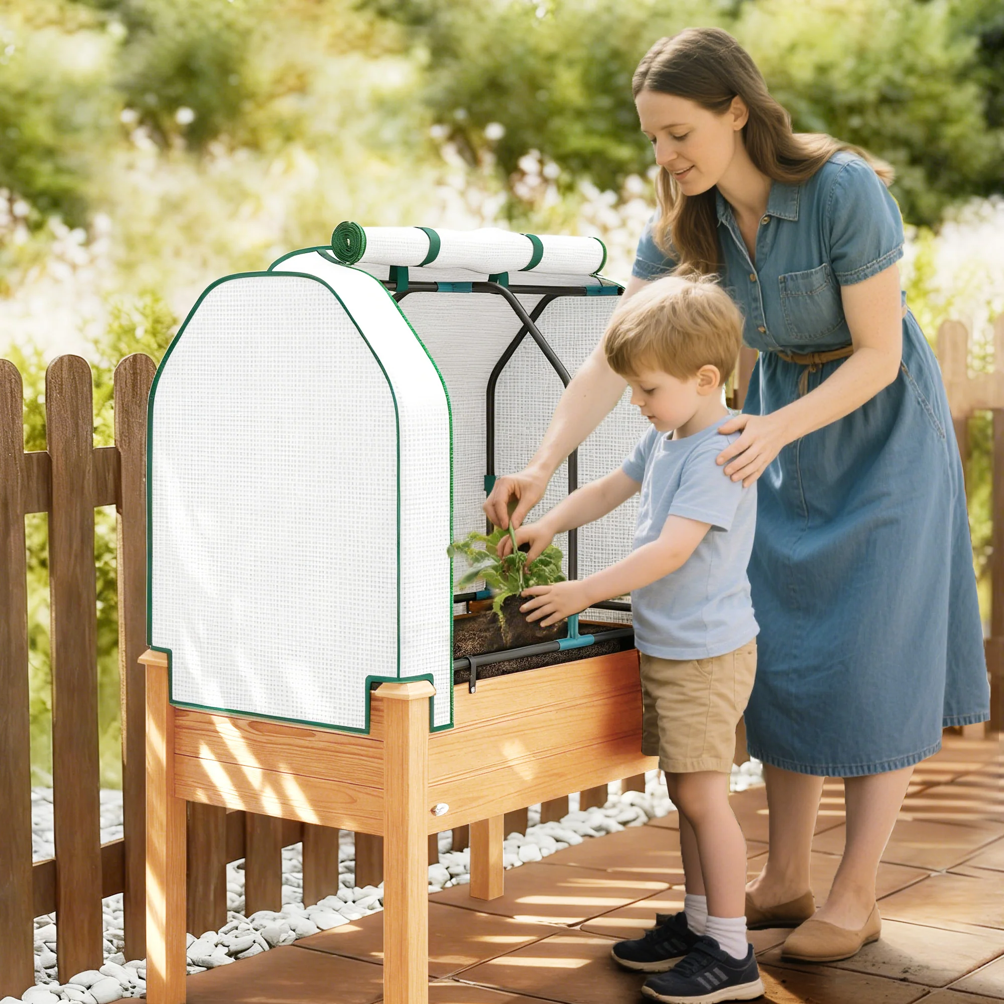 35" x 22" x 47" Raised Garden Bed with PE Cover, Sand - Image 11