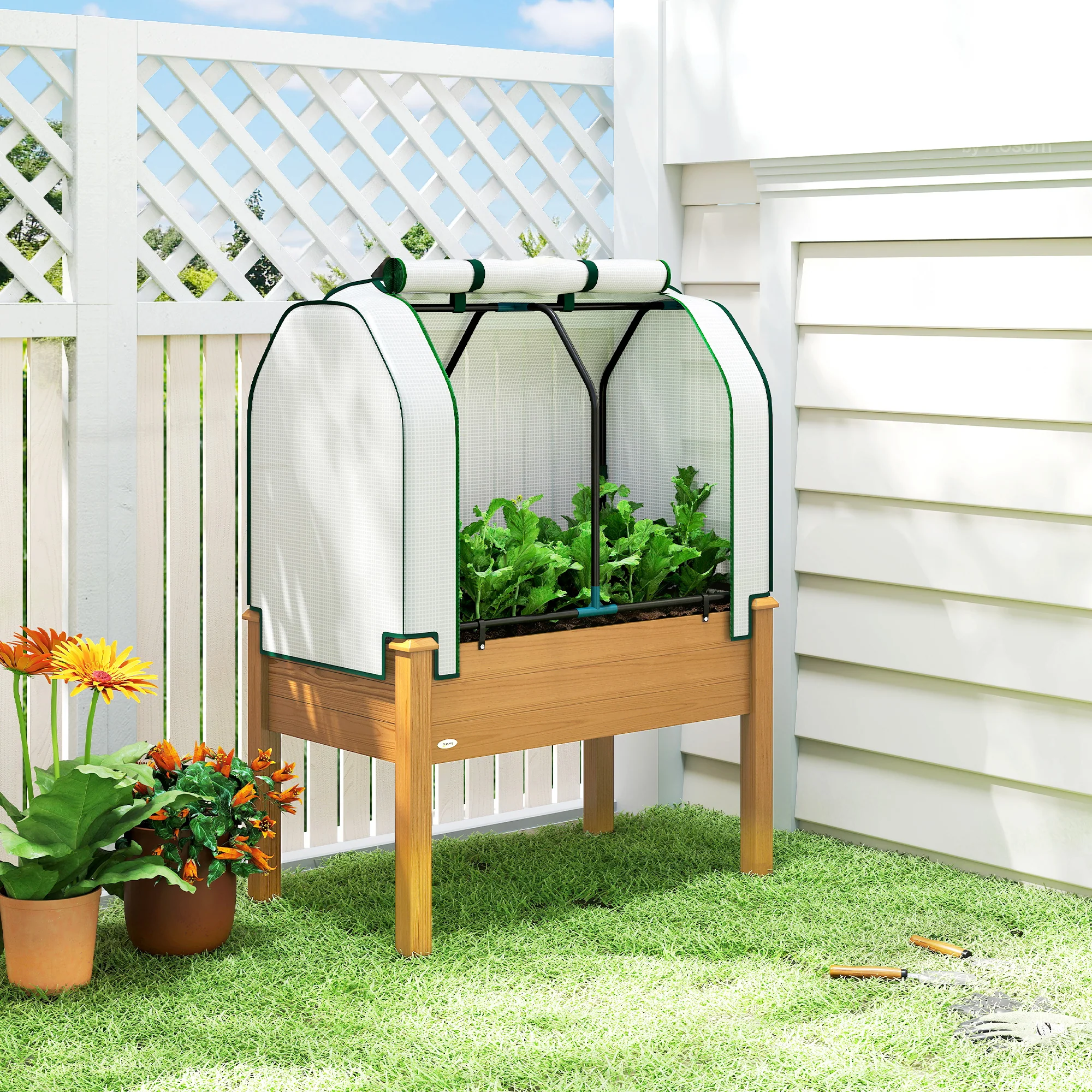 35" x 22" x 47" Raised Garden Bed with PE Cover, Sand - Image 3