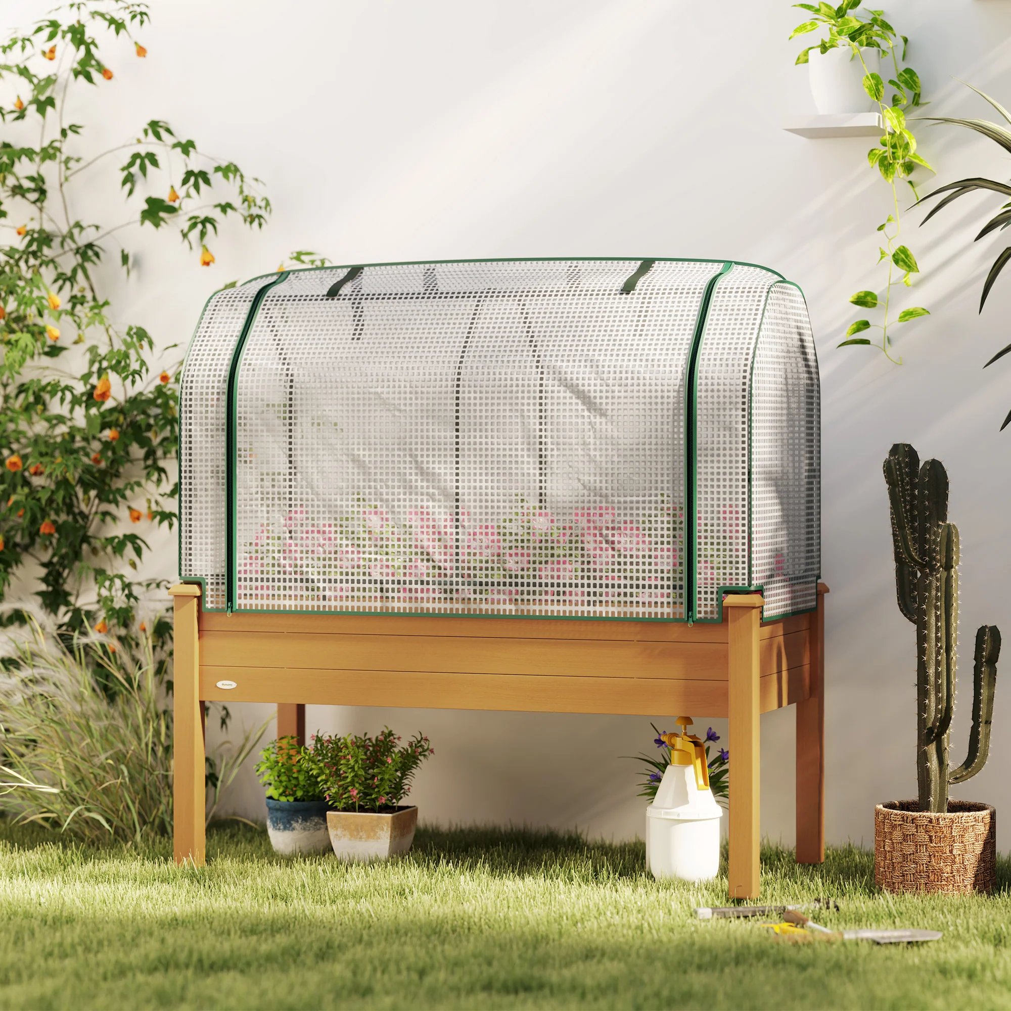 48" x 22" x 46" Raised Garden Bed with PE Cover, Sand - Image 10