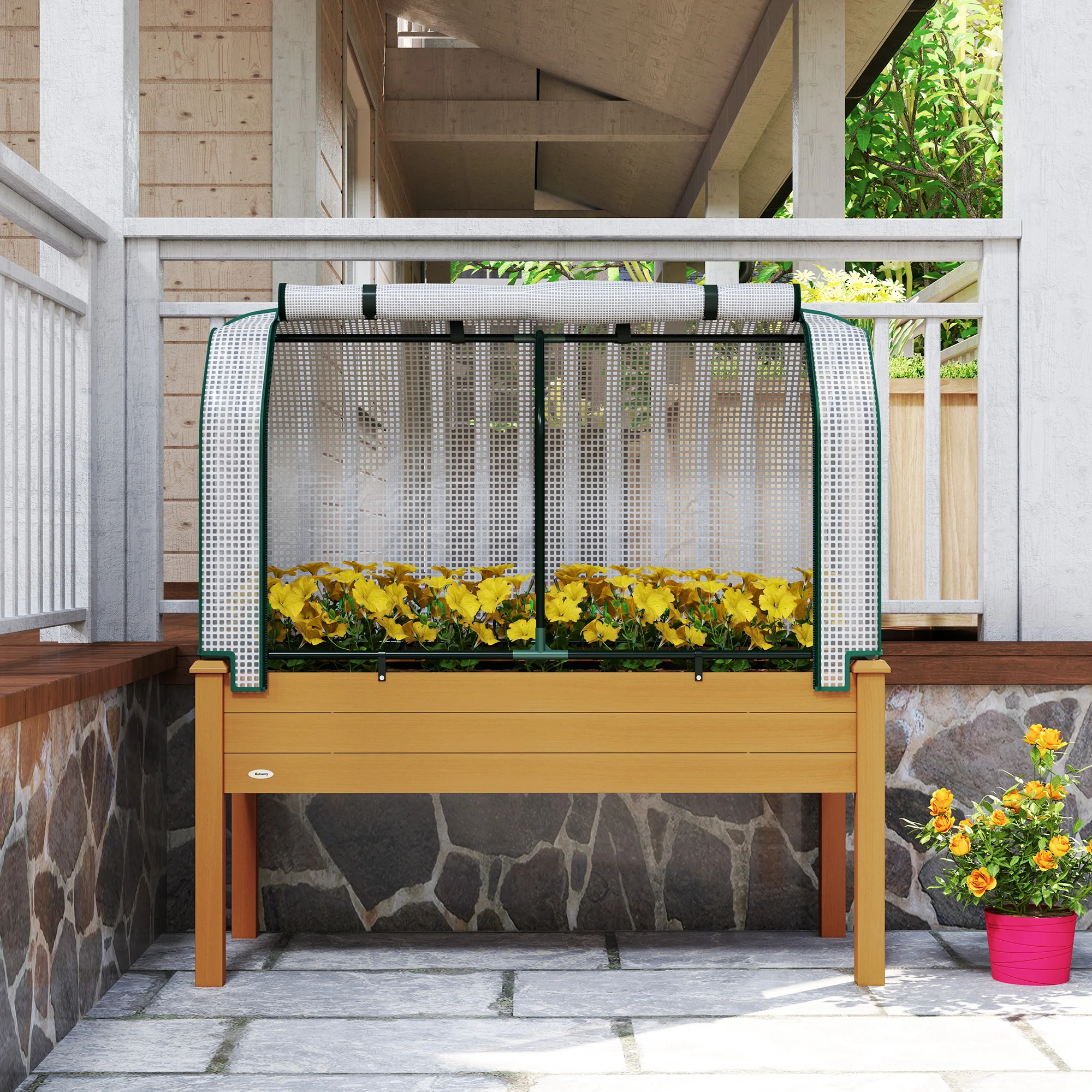 48" x 22" x 46" Raised Garden Bed with PE Cover, Sand - Image 11
