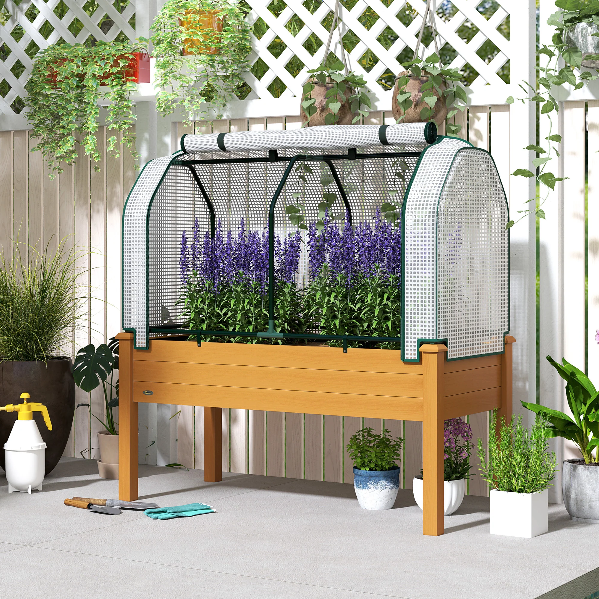 48" x 22" x 46" Raised Garden Bed with PE Cover, Sand - Image 3