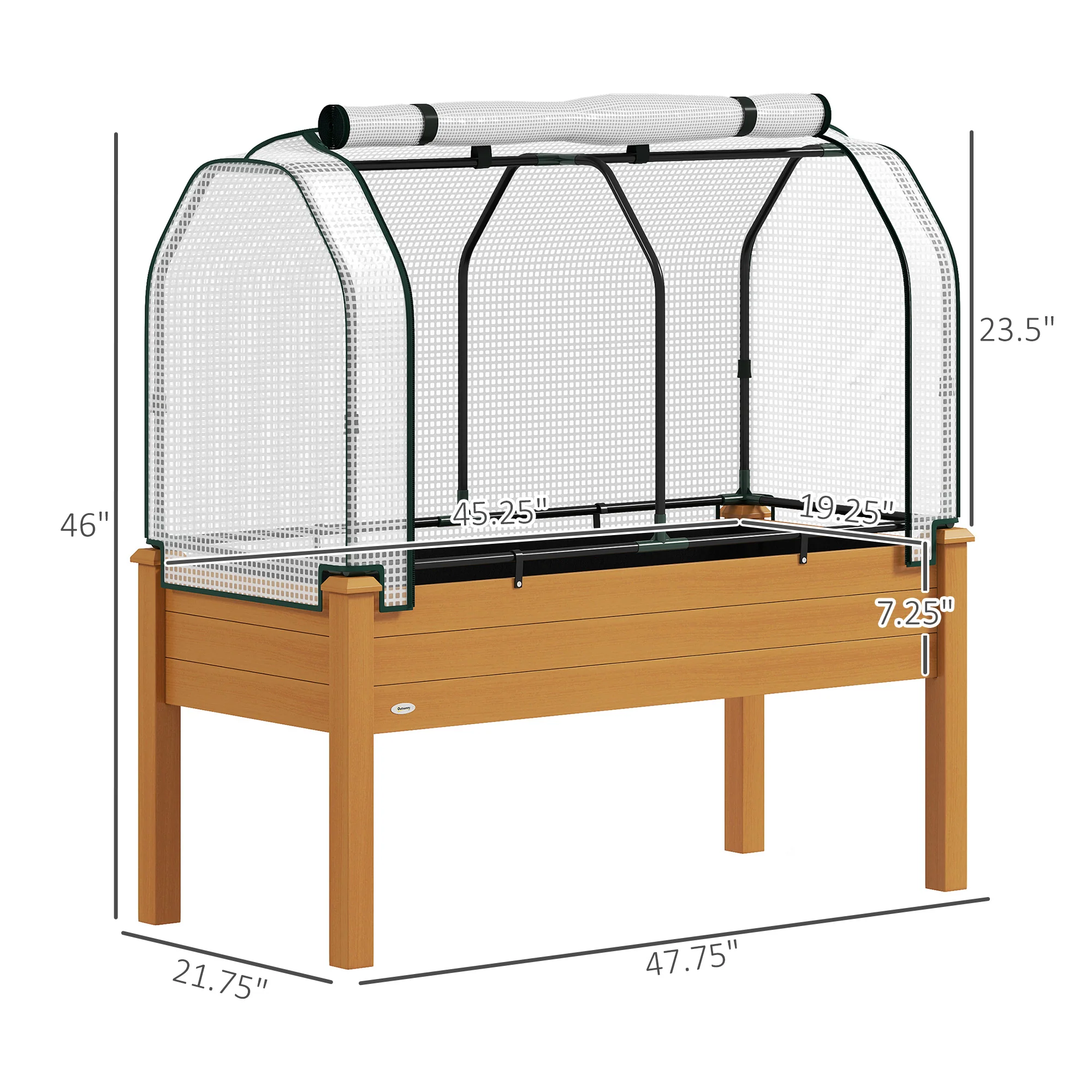 48" x 22" x 46" Raised Garden Bed with PE Cover, Sand - Image 5