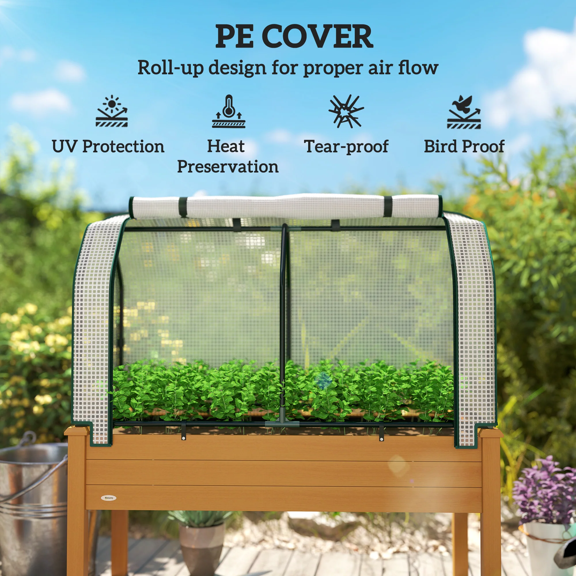 48" x 22" x 46" Raised Garden Bed with PE Cover, Sand - Image 6