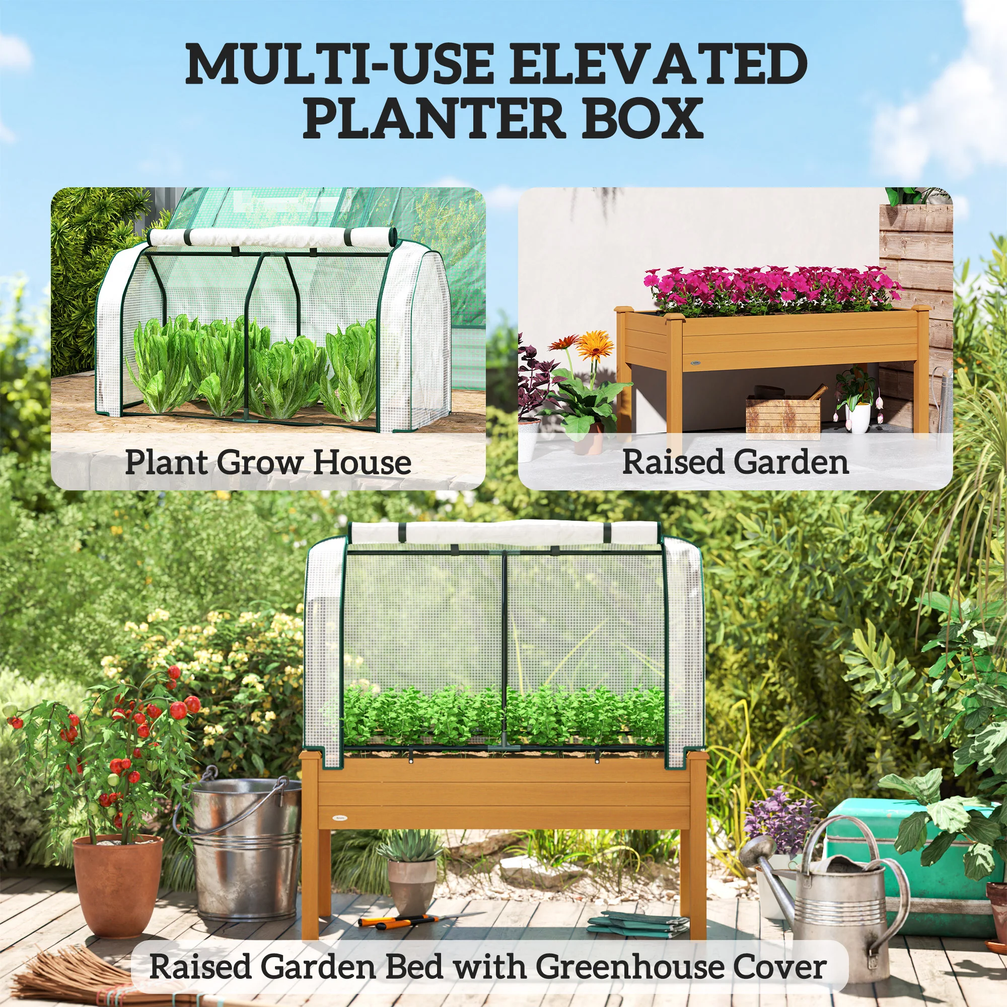 48" x 22" x 46" Raised Garden Bed with PE Cover, Sand - Image 8