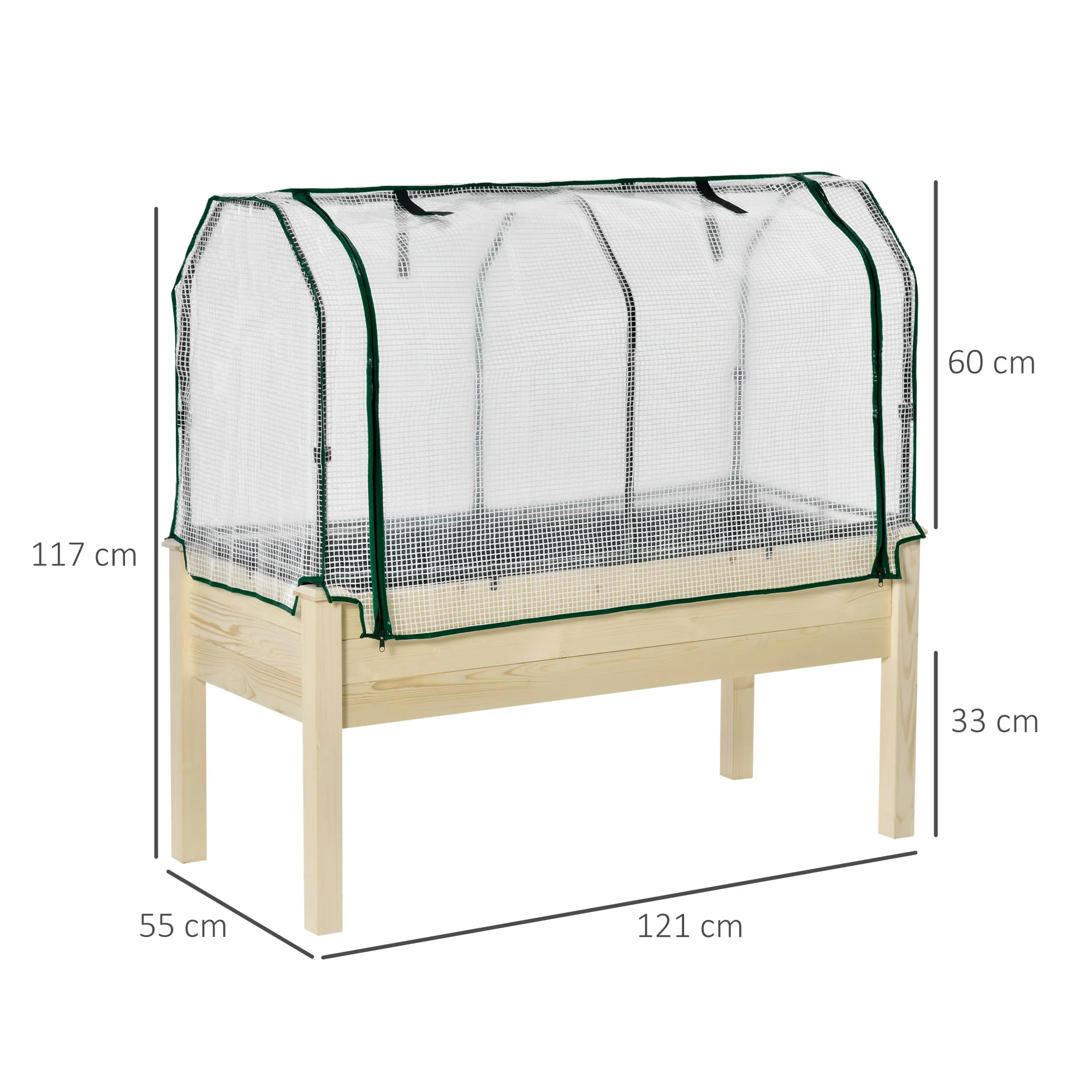 Raised Garden Bed with PE Greenhouse Cover for Herbs and Vegetables, Nature Wood Finish - Image 5