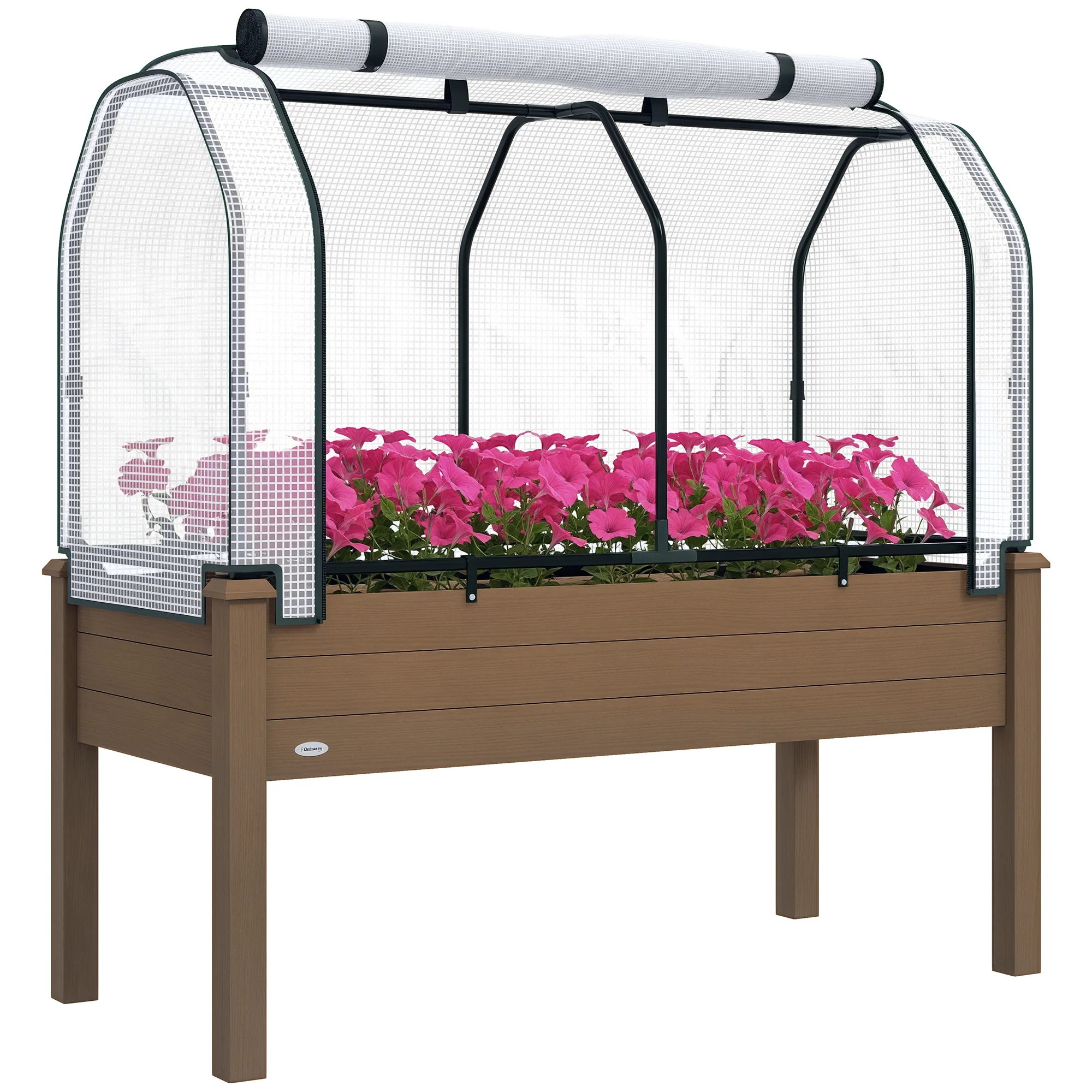 48" x 22" x 46" Raised Garden Bed with PE Cover, Brown