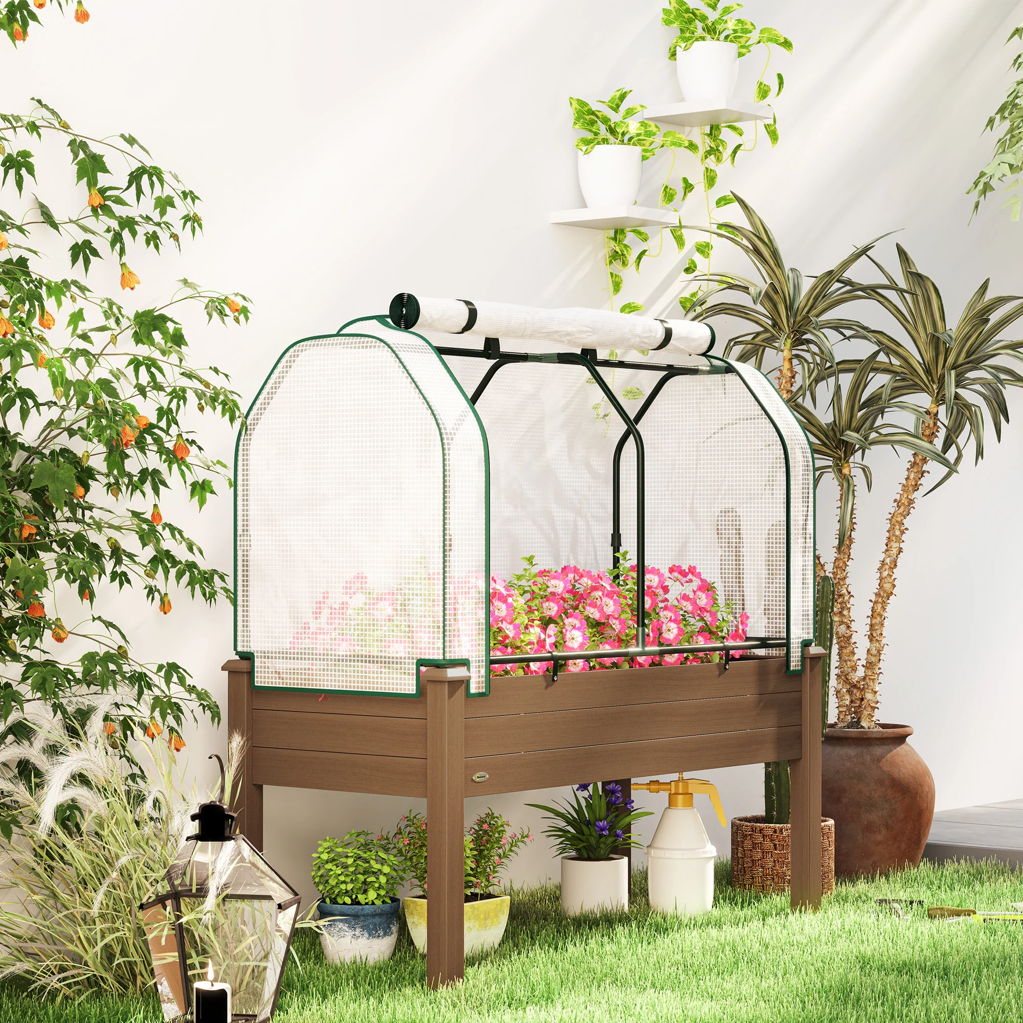48" x 22" x 46" Raised Garden Bed with PE Cover, Brown - Image 10