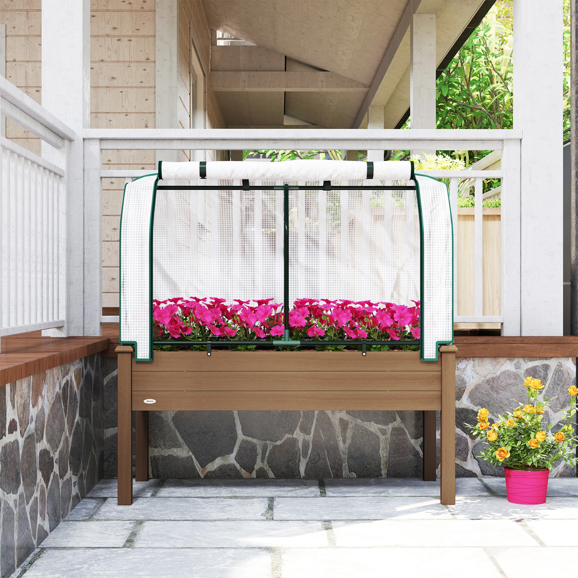 48" x 22" x 46" Raised Garden Bed with PE Cover, Brown - Image 11