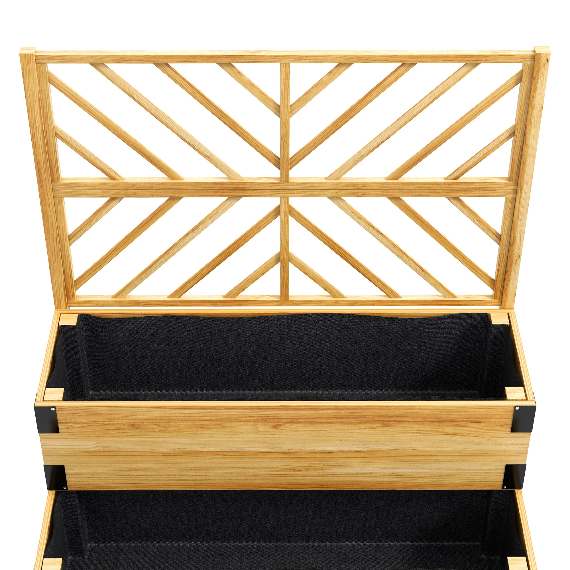 2-Tier Raised Garden Bed with Trellis & Metal Corners, Natural Wood - Image 11