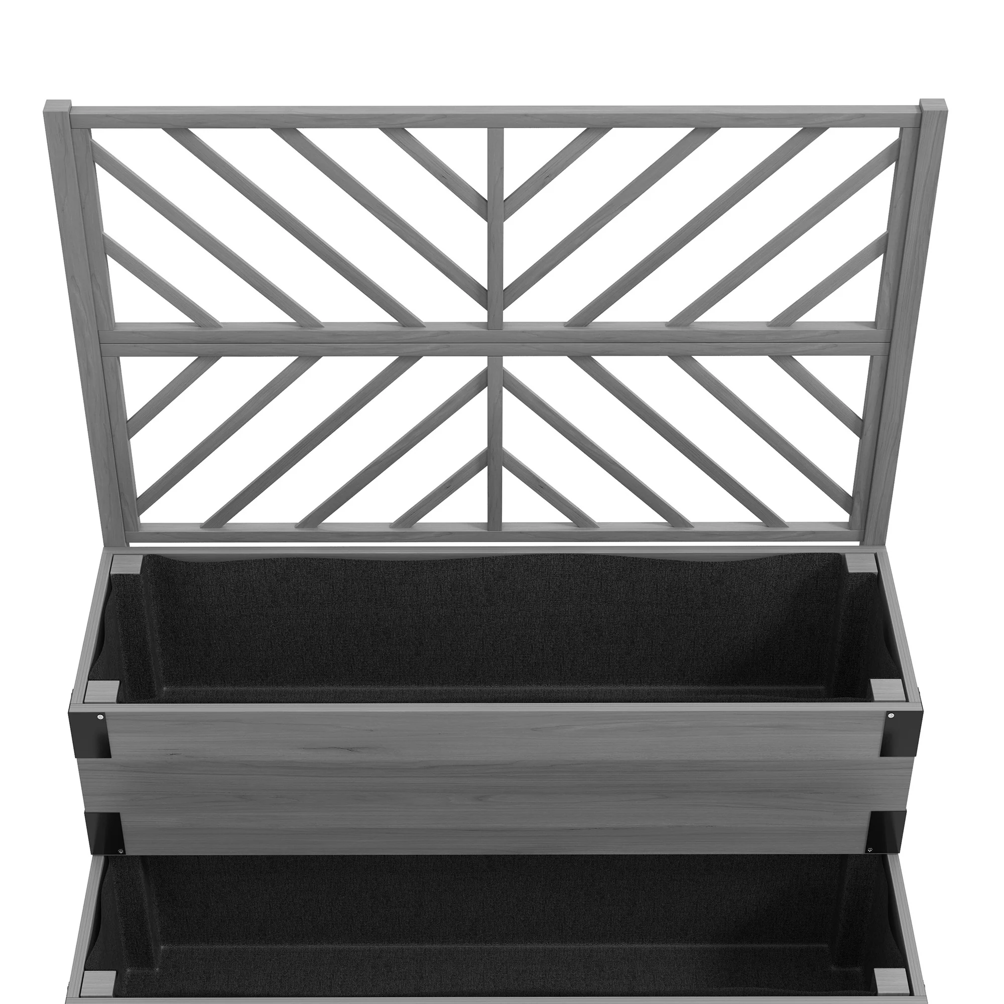 2-Tier Raised Garden Bed with Trellis & Metal Corners, Grey - Image 11