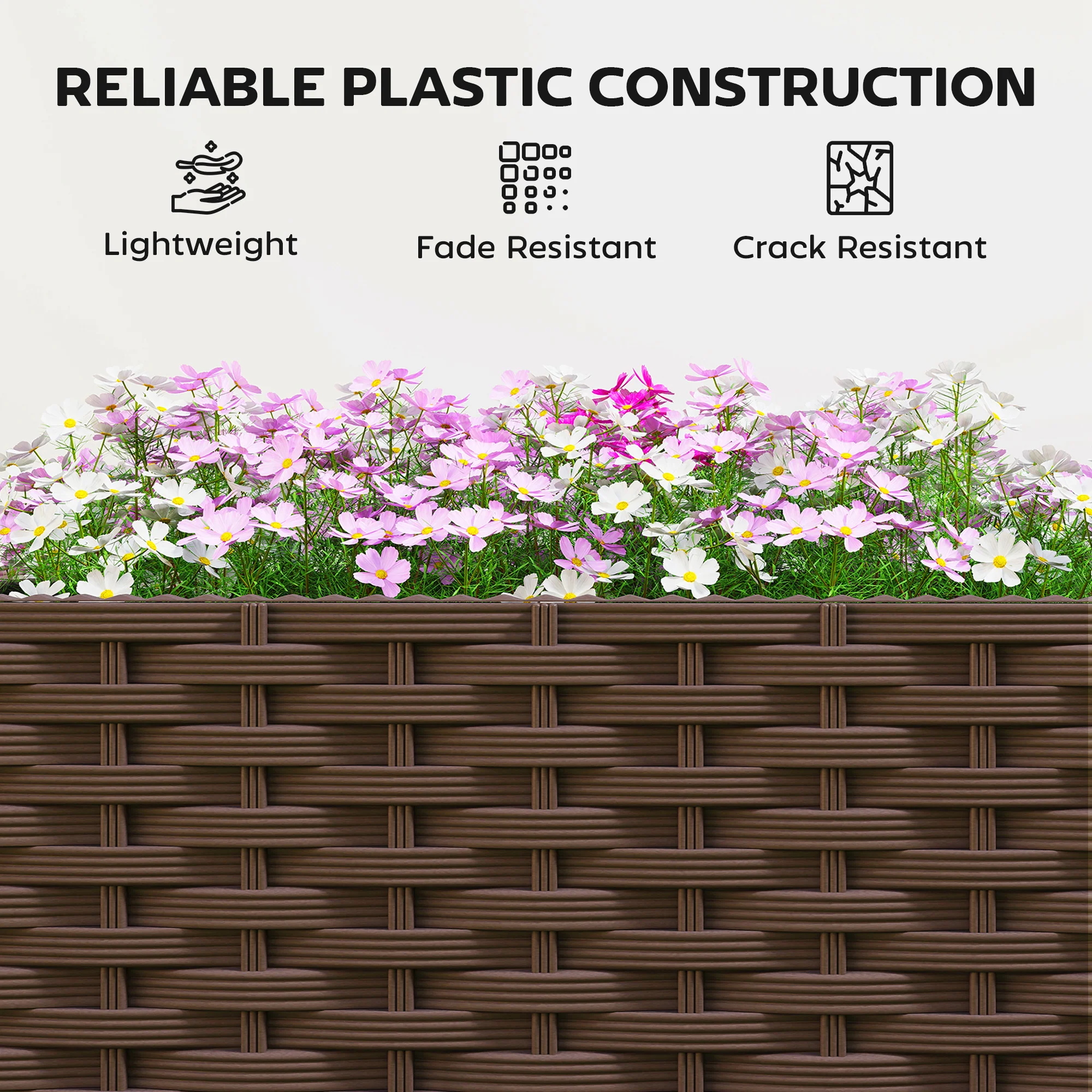 Raised Garden Bed with Trellis, 46.5"with Crop Cage for Outdoor Patio Climbing Plants, Vines, Vegetables, Flowers, White - Image 11