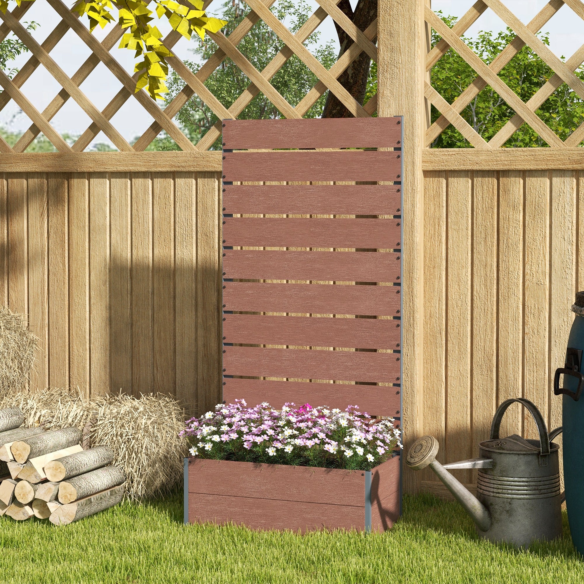 28" x 15" x 59" Raised Garden Bed with Trellis, Light Brown - Image 4