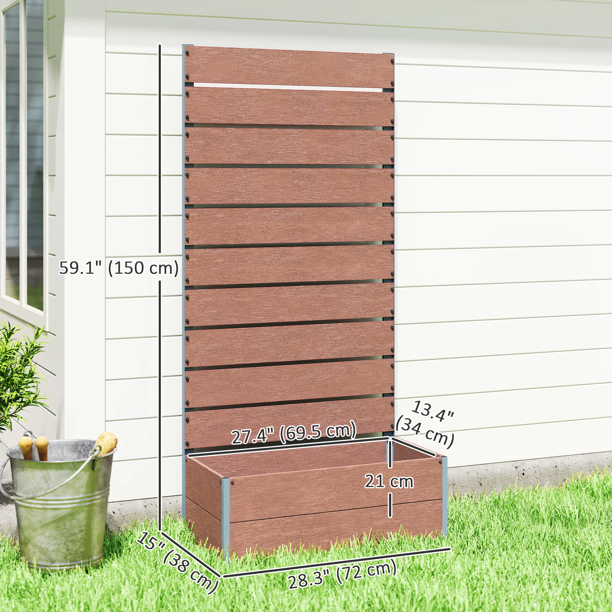 28" x 15" x 59" Raised Garden Bed with Trellis, Light Brown - Image 5