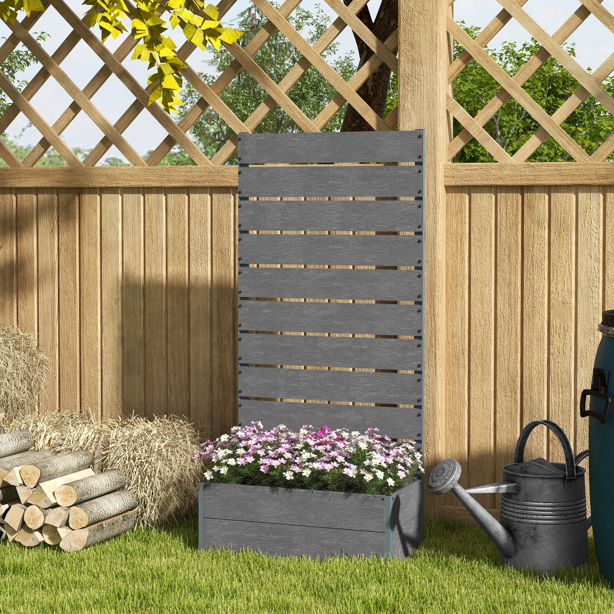 28" x 15" x 59" Raised Garden Bed with Trellis, Dark Grey - Image 4