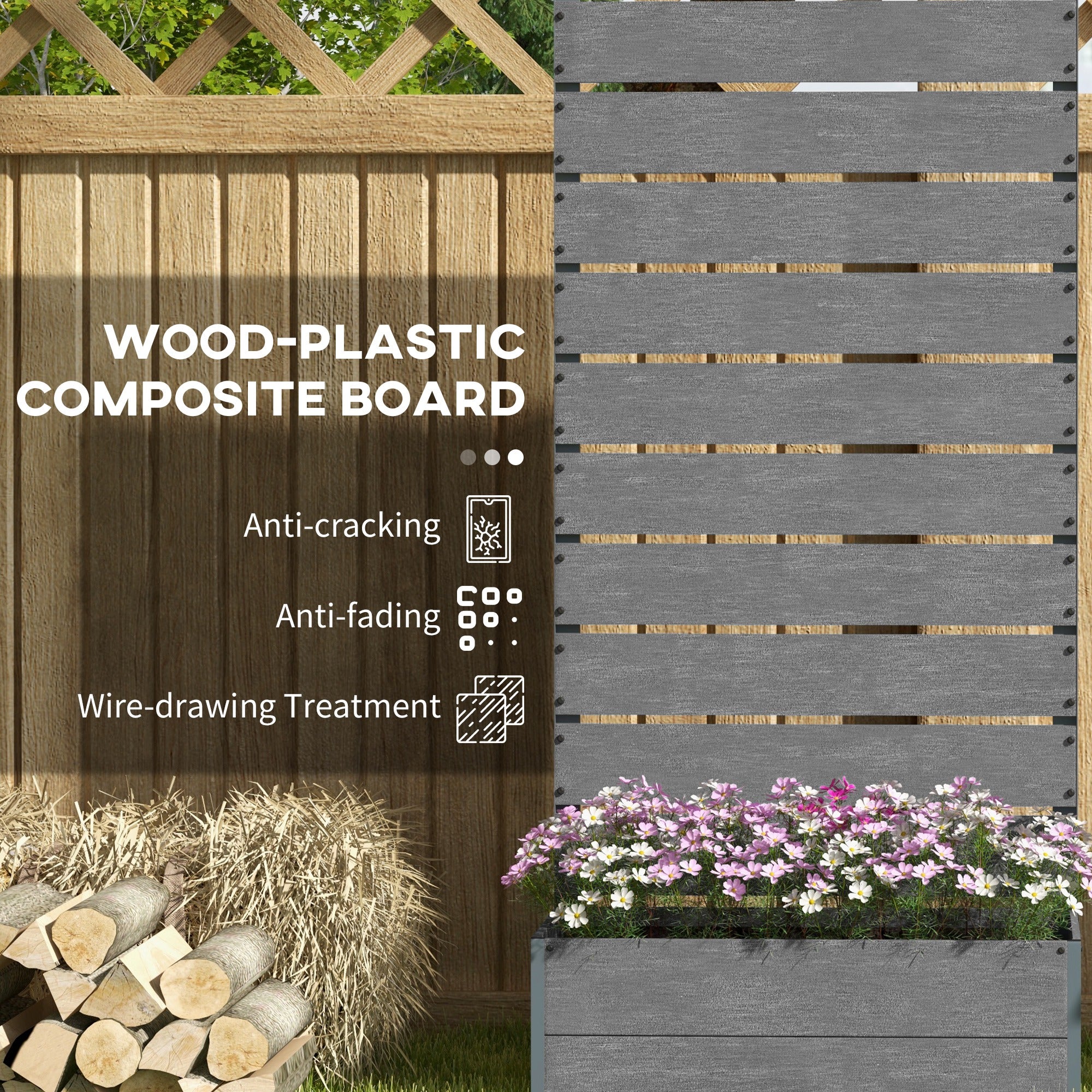 28" x 15" x 59" Raised Garden Bed with Trellis, Dark Grey - Image 7