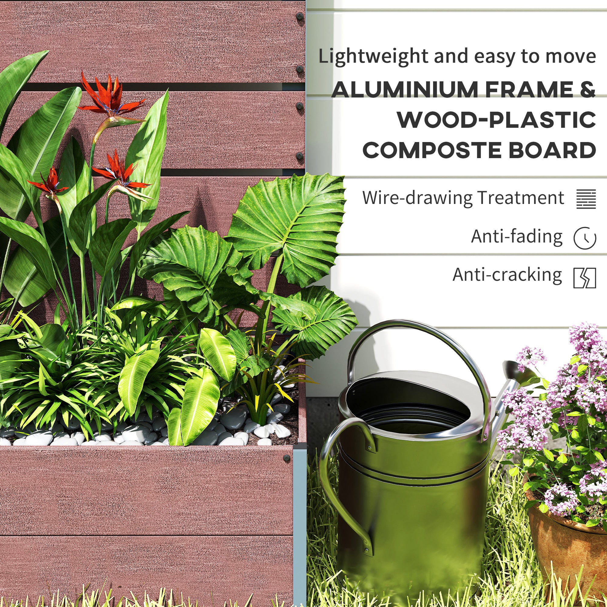 28" x 15" x 59" Raised Garden Bed with Trellis, Light Brown - Image 7