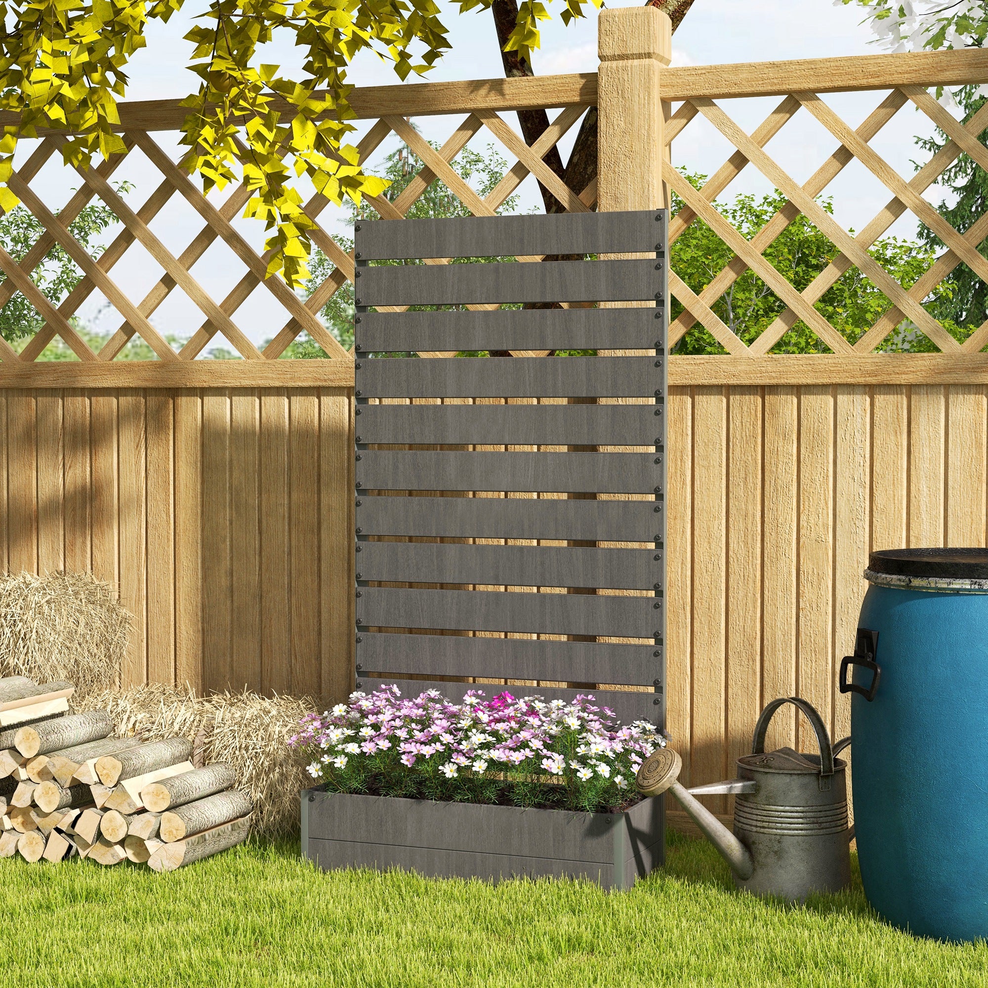 35.6" x 15" x 70.9" Raised Garden Bed with Trellis, Dark Grey - Image 3