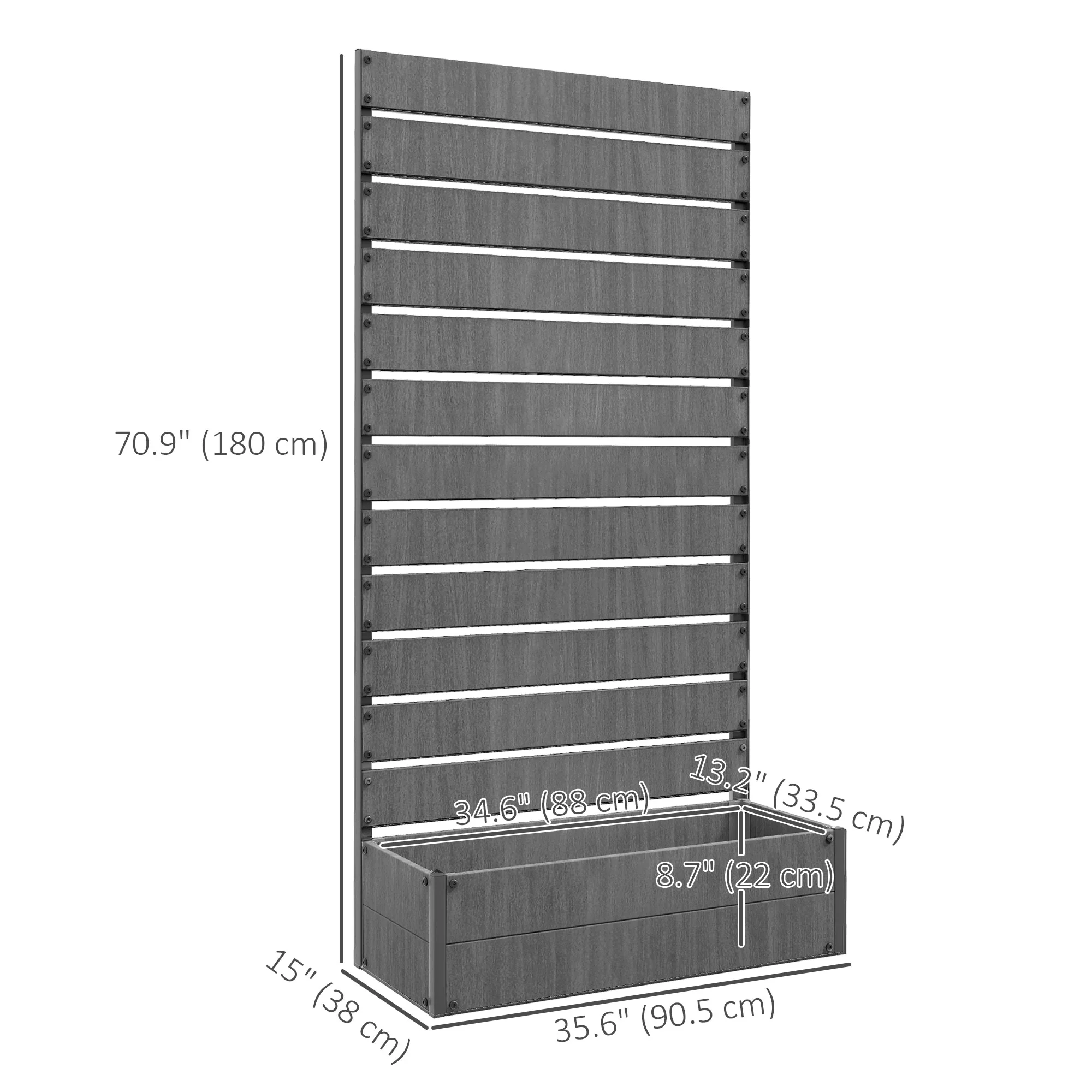 35.6" x 15" x 70.9" Raised Garden Bed with Trellis, Dark Grey - Image 5