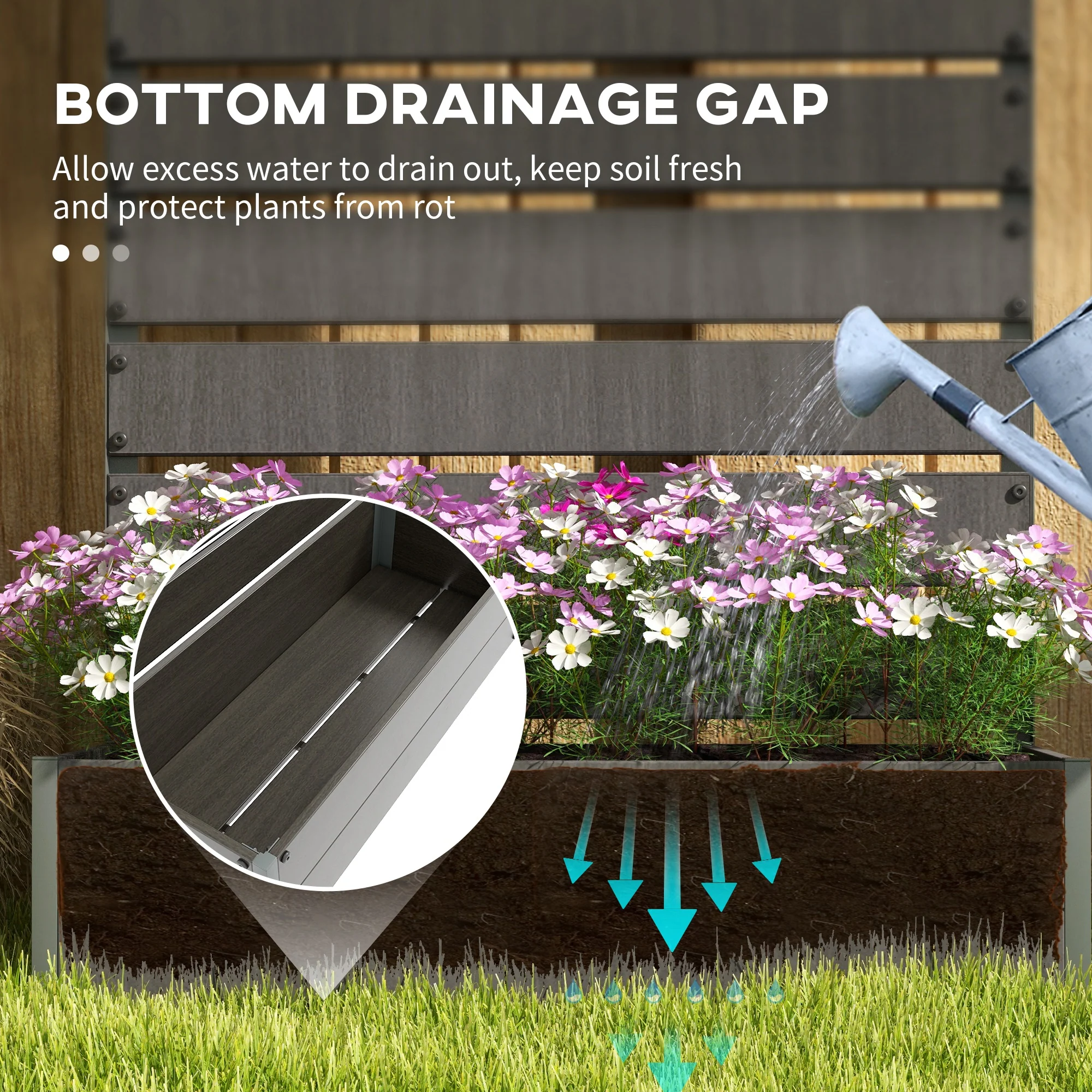 35.6" x 15" x 70.9" Raised Garden Bed with Trellis, Dark Grey - Image 8