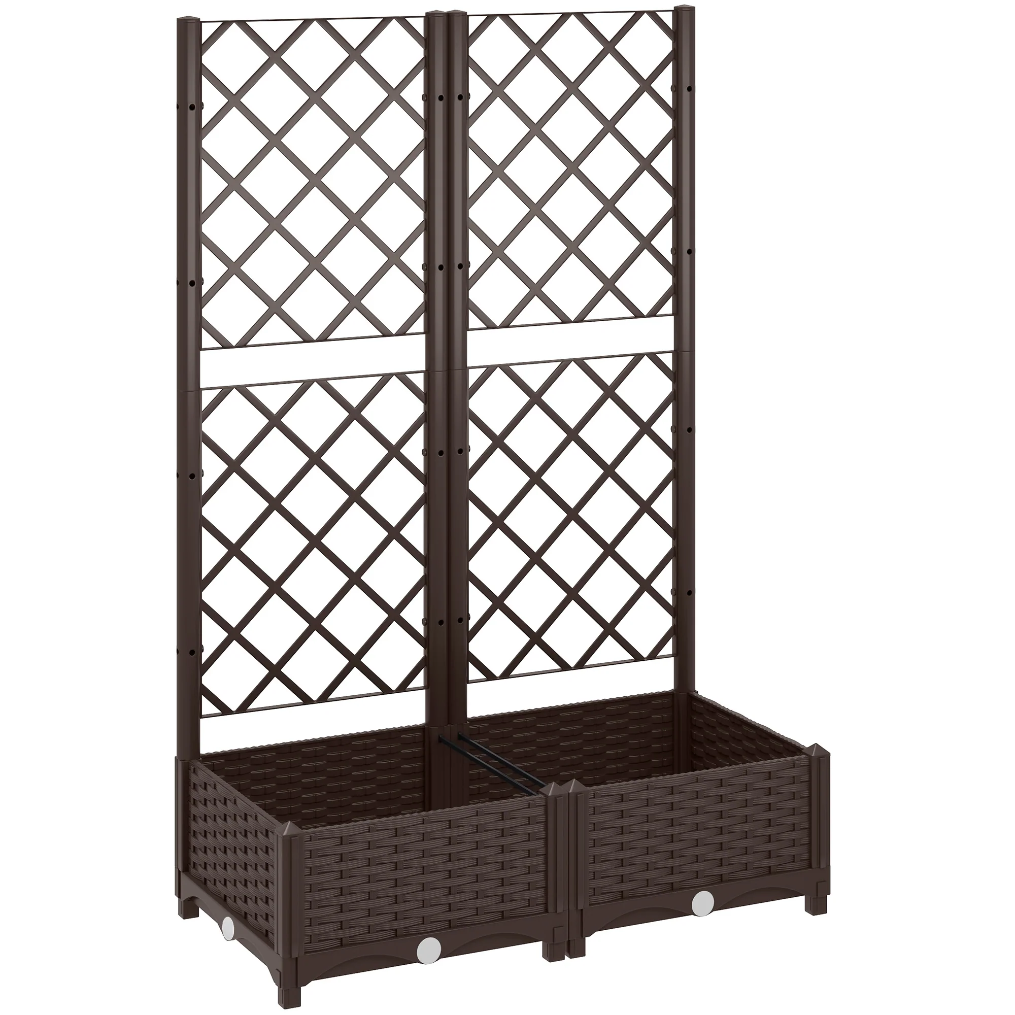 32" x 16" x 48" Plastic Raised Garden Bed with Trellis, Drainage Holes and Drain Plugs - Image 12