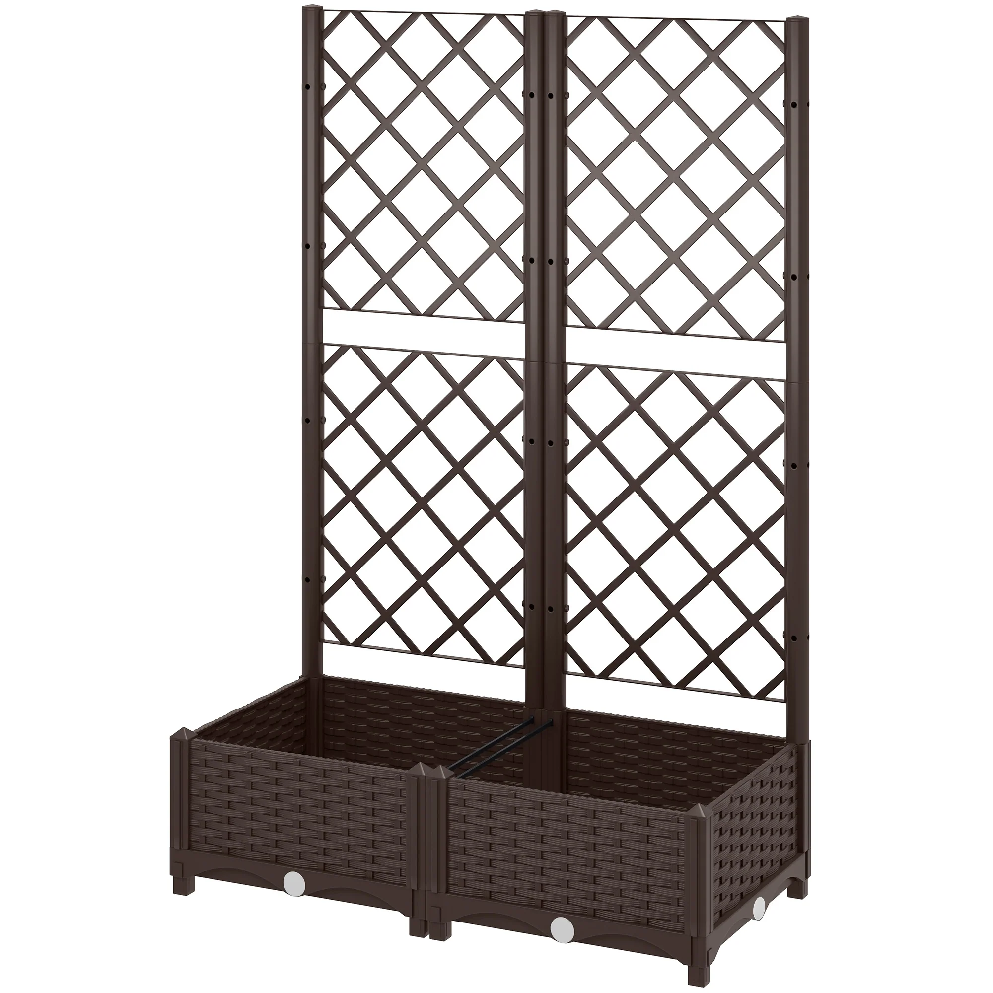32" x 16" x 48" Plastic Raised Garden Bed with Trellis, Drainage Holes and Drain Plugs - Image 2