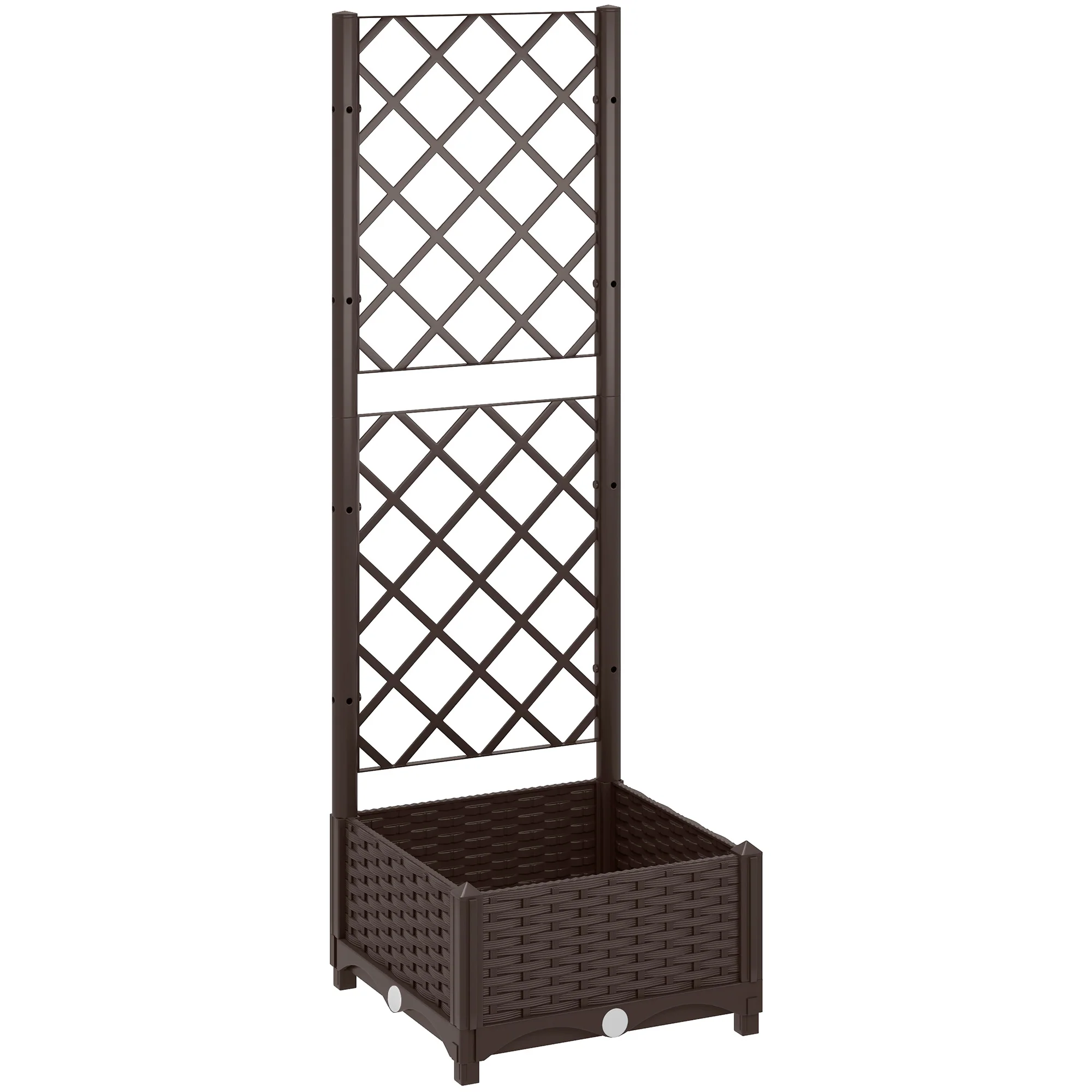 16" x 16" x 48" Plastic Raised Garden Bed with Trellis, Drainage Holes and Drain Plugs - Image 12